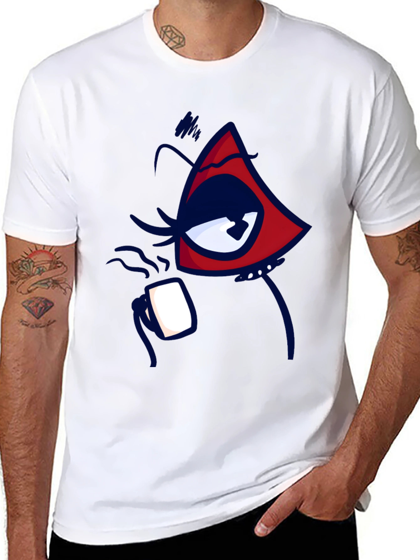 Black Eye Catching Graphic Tee - Black Cotton Blend view 8