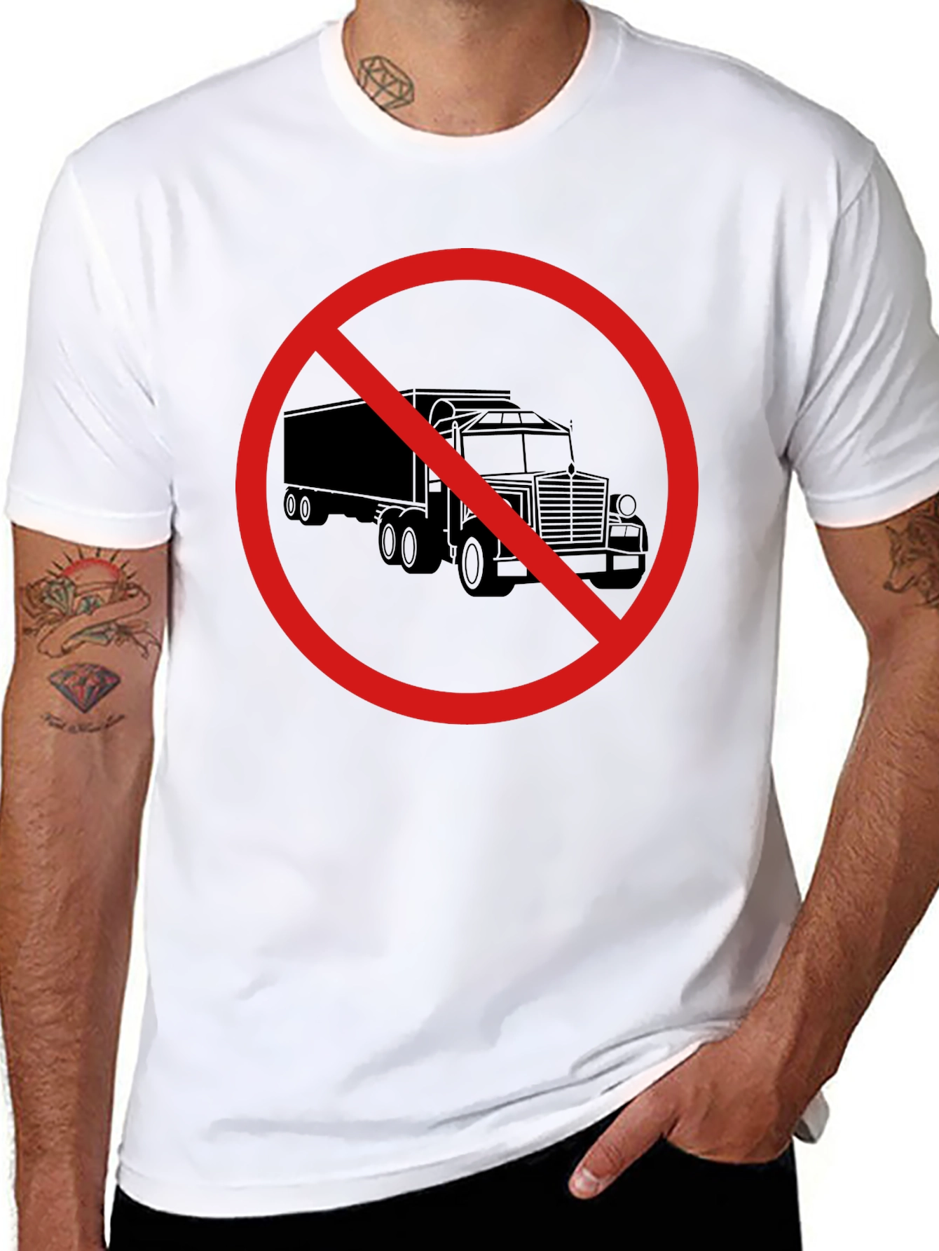 Black No Trucks Allowed Graphic Tee - Black Cotton T-Shirt view 8