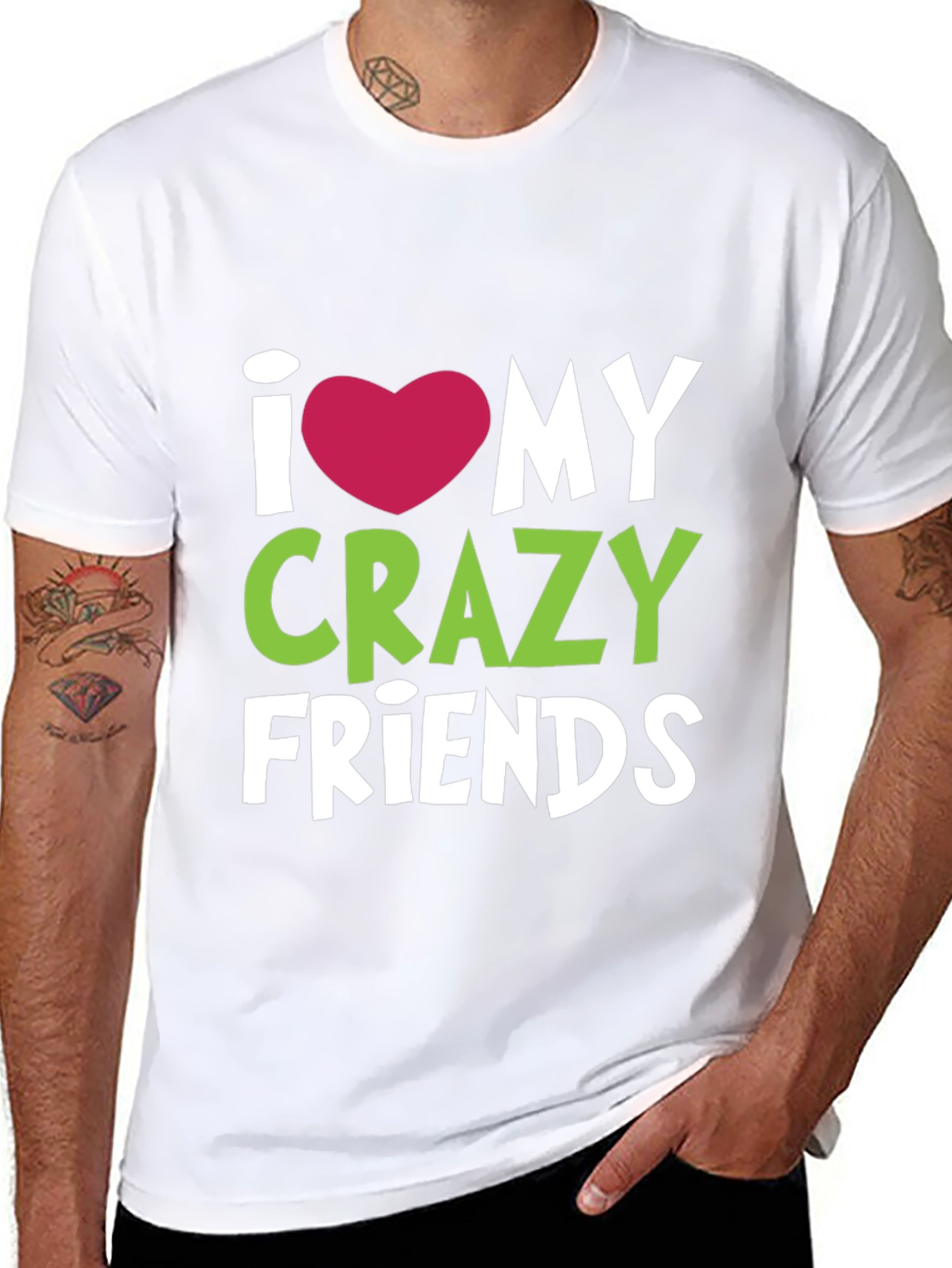Black I Heart My Crazy Friends T-Shirt - Fun Novelty Tee view 8