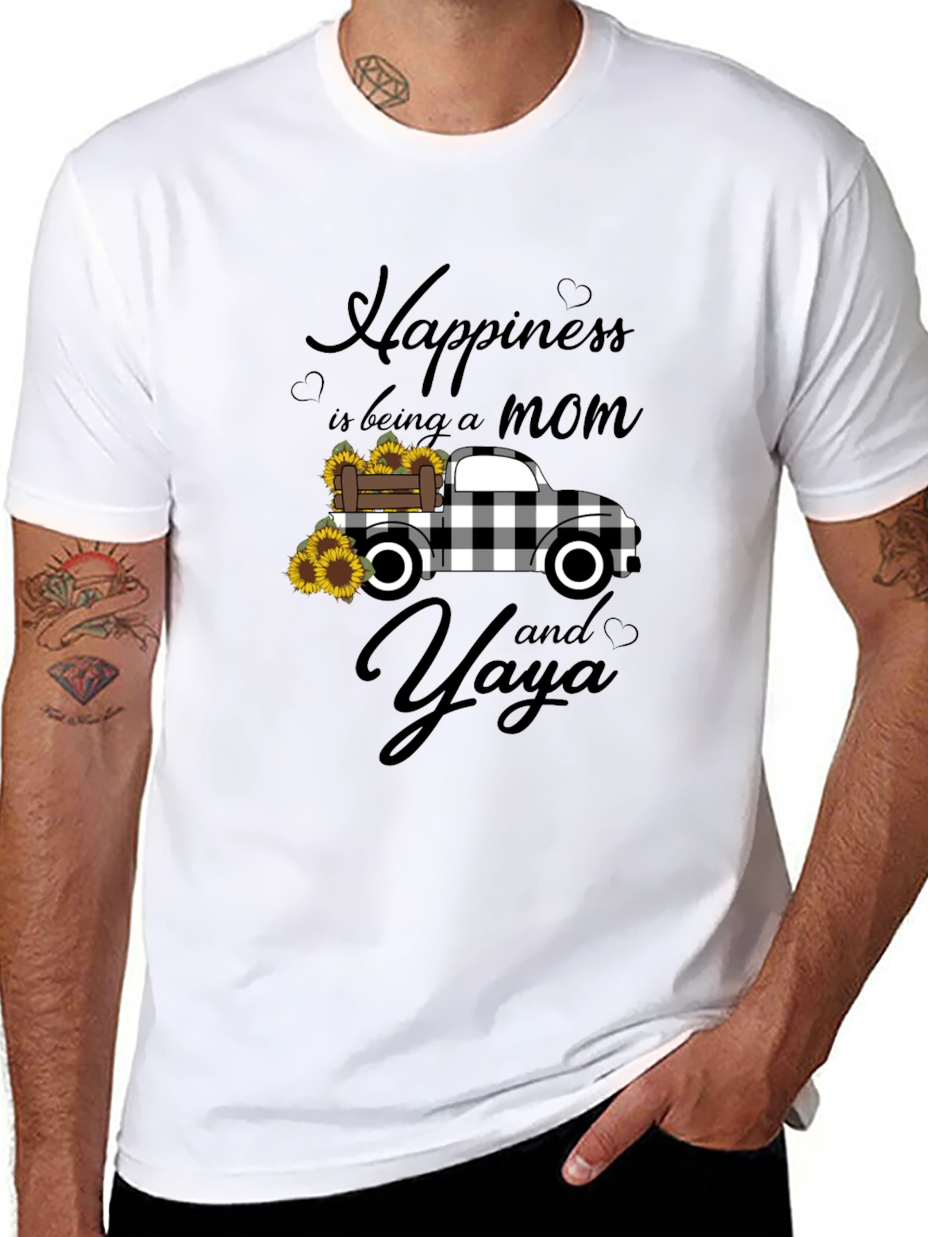 Black Happiness Mom and Yaya Graphic Tee view 8