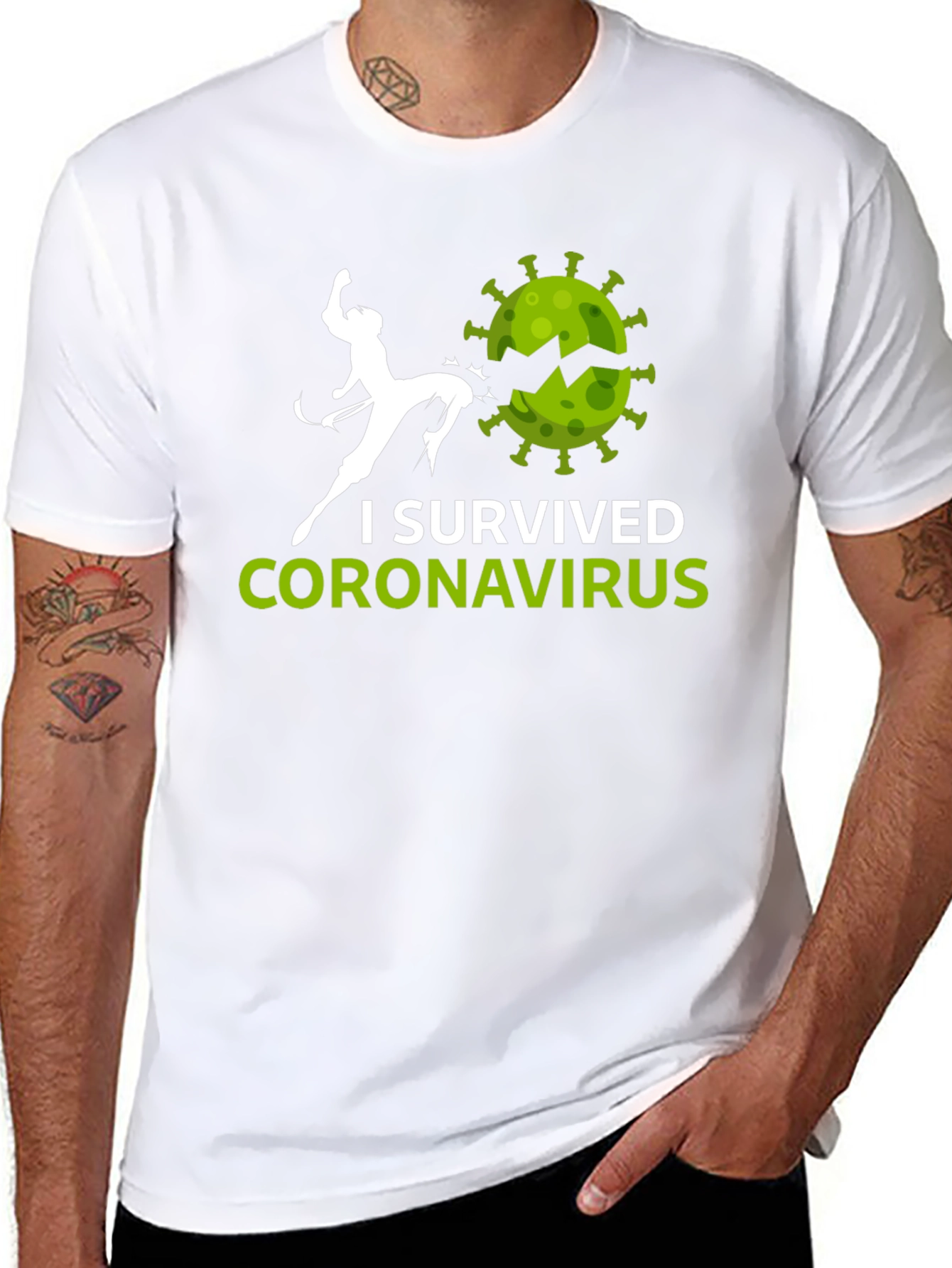 Black I Survived Coronavirus T-Shirt view 8