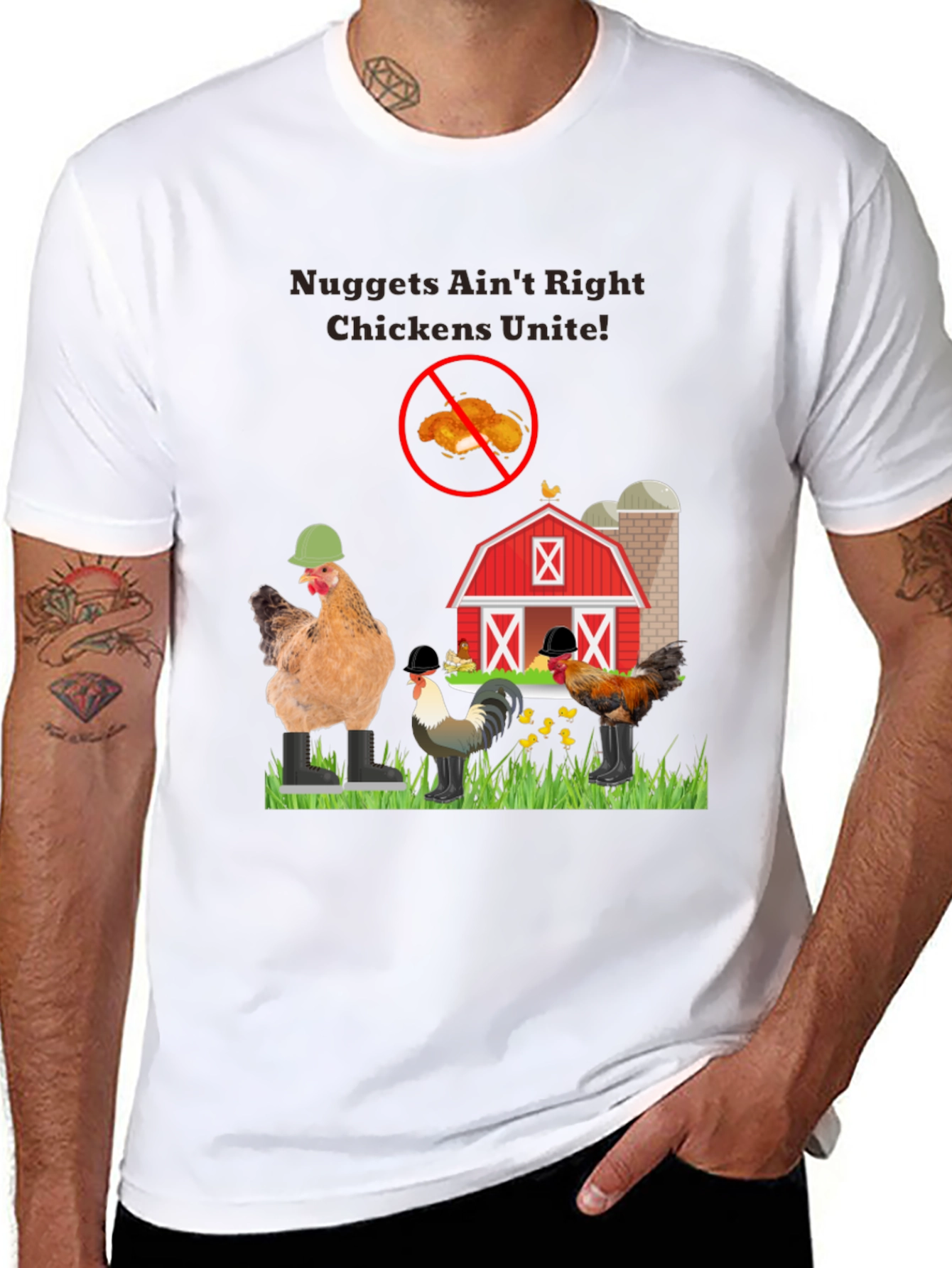 Black Nuggets Ain't Right Chickens Unite! T-Shirt view 8