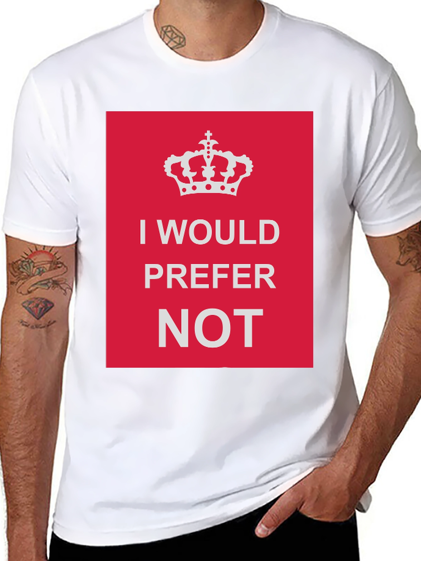 Black I Would Prefer Not Graphic Tee - Funny Novelty T-Shirt view 8
