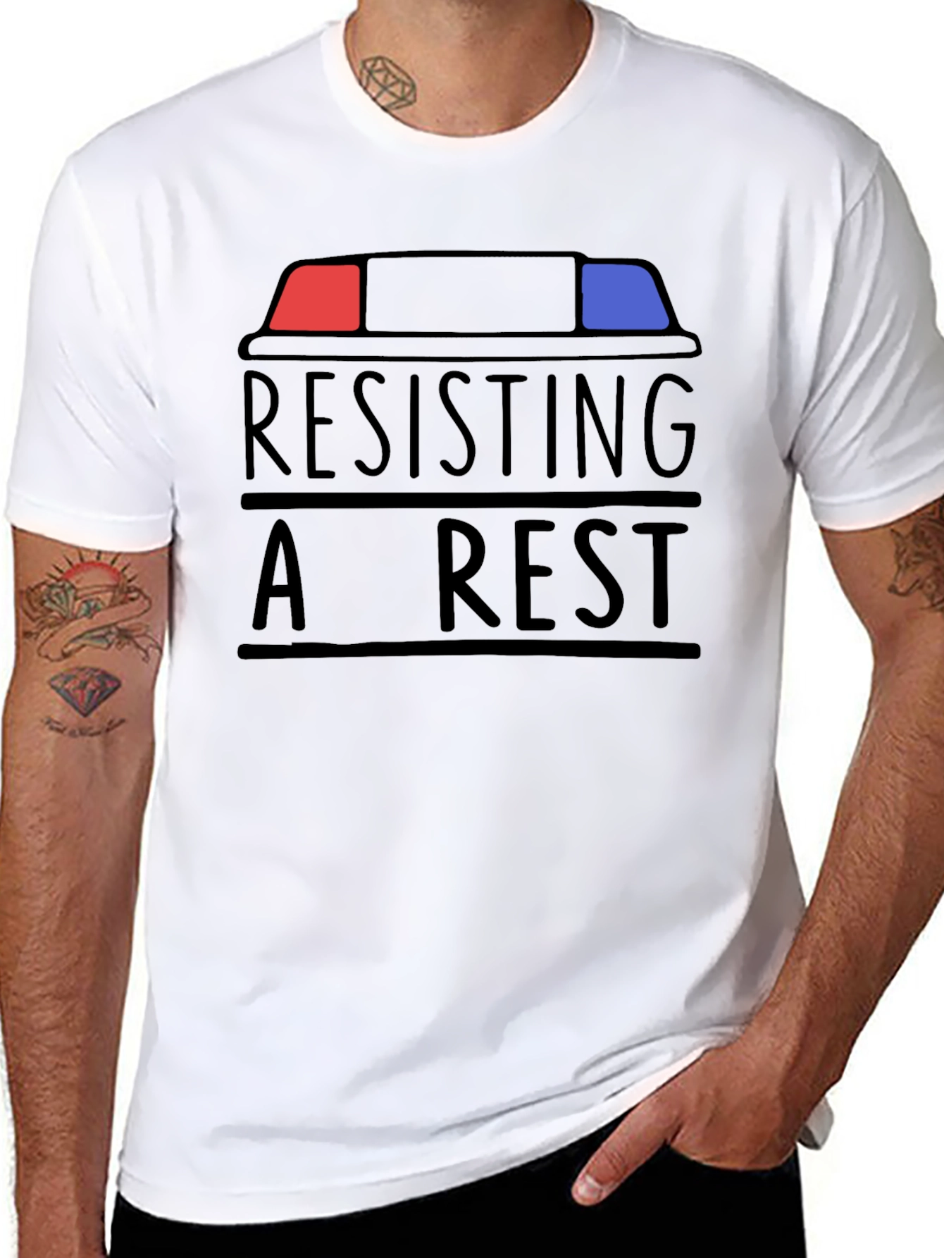 Black Resisting Arrest T-Shirt - Funny Slogan Tee view 8