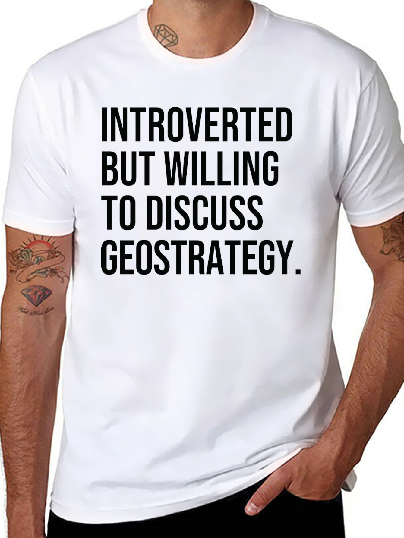 Black Introverted Geostrategy T-Shirt - Black Graphic Tee view 8