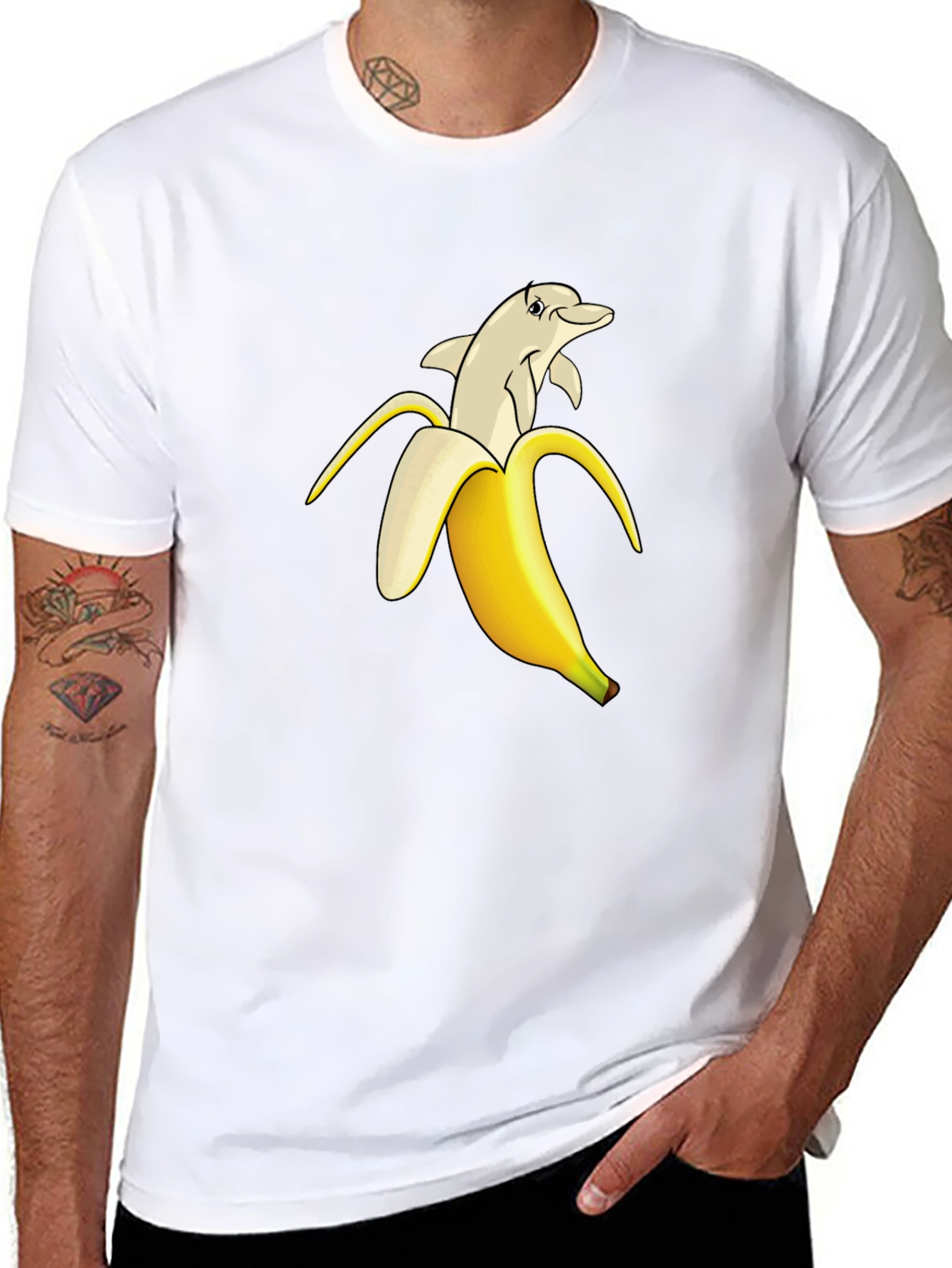 Black Banana Dolphin Graphic Tee - Quirky Cool T-Shirt view 8