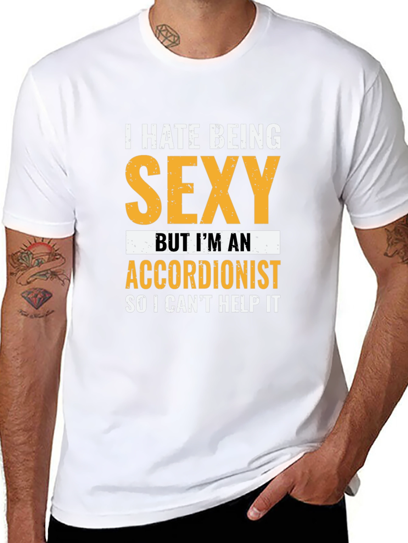 Black Funny Accordionist T-Shirt: I Hate Being Sexy! view 8