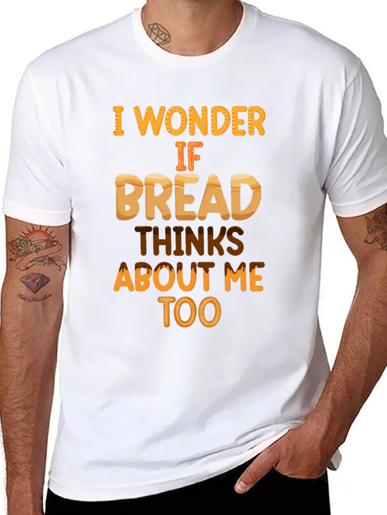 Black Funny Bread T-Shirt: Does Bread Think About Me? view 8