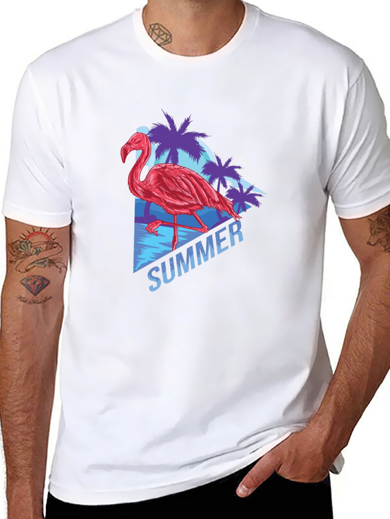 Black Summer Flamingo T-Shirt - Tropical Vibes view 8