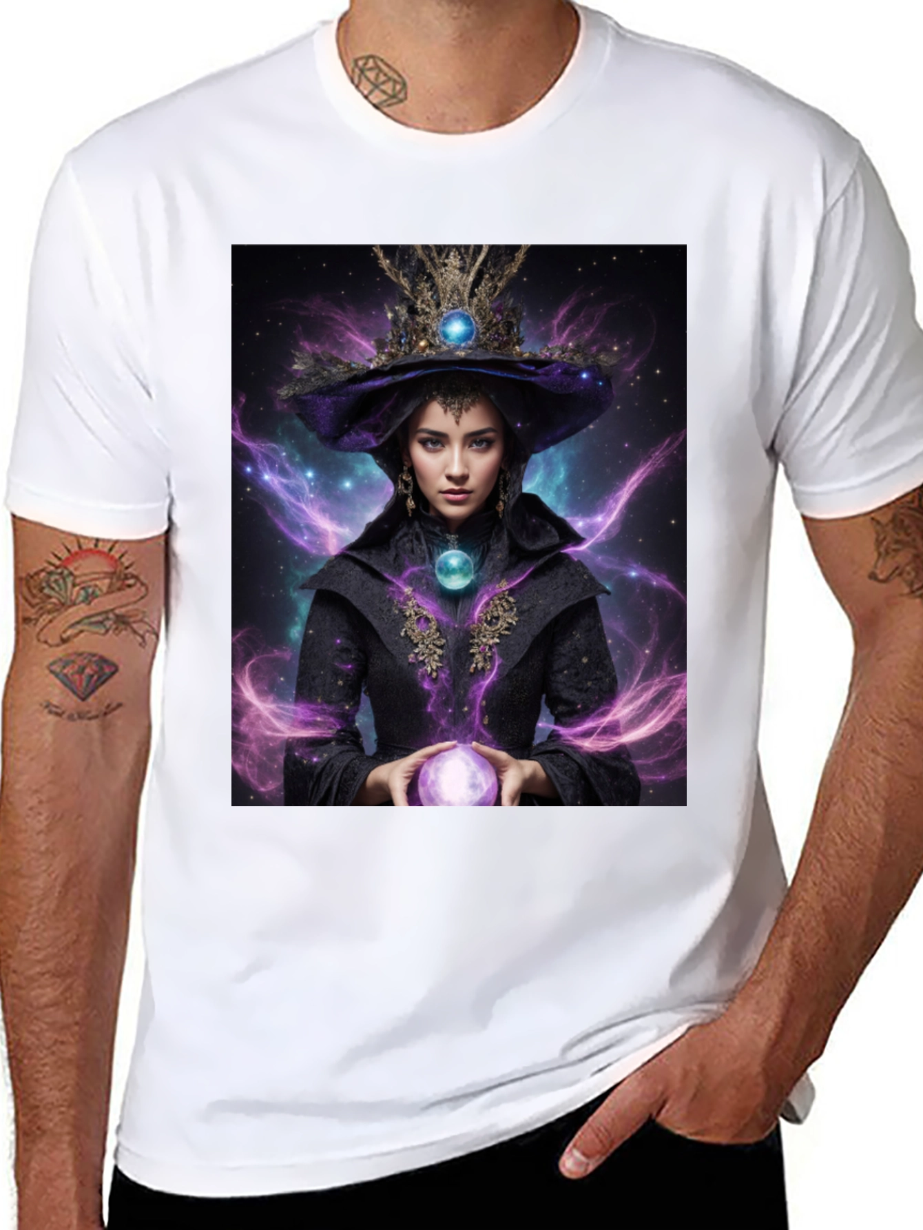 Mystic Witch Graphic Tee - Unisex Black T-Shirt - 8