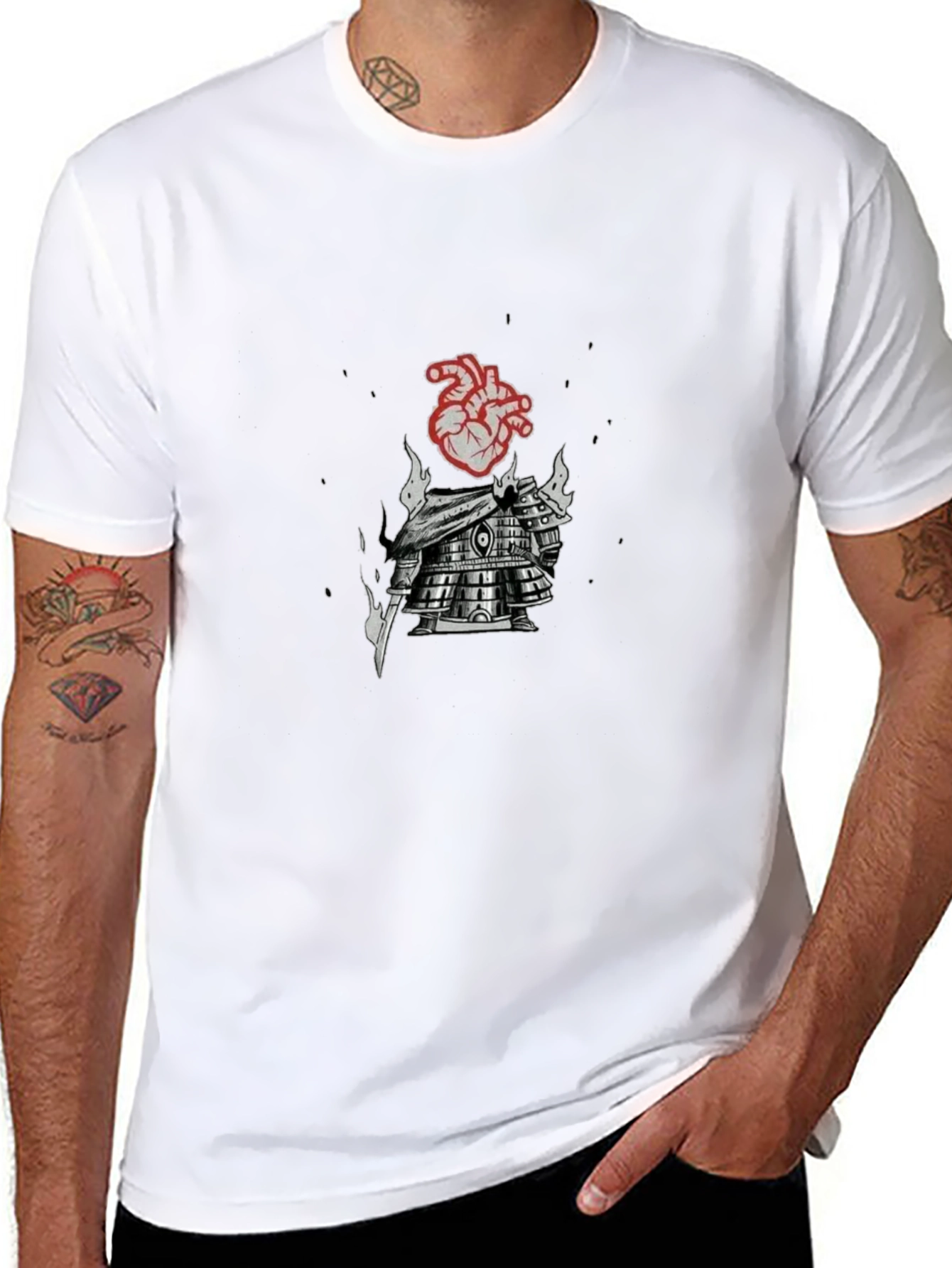 Black Heart Armor Graphic Tee - Black Cotton Blend view 8