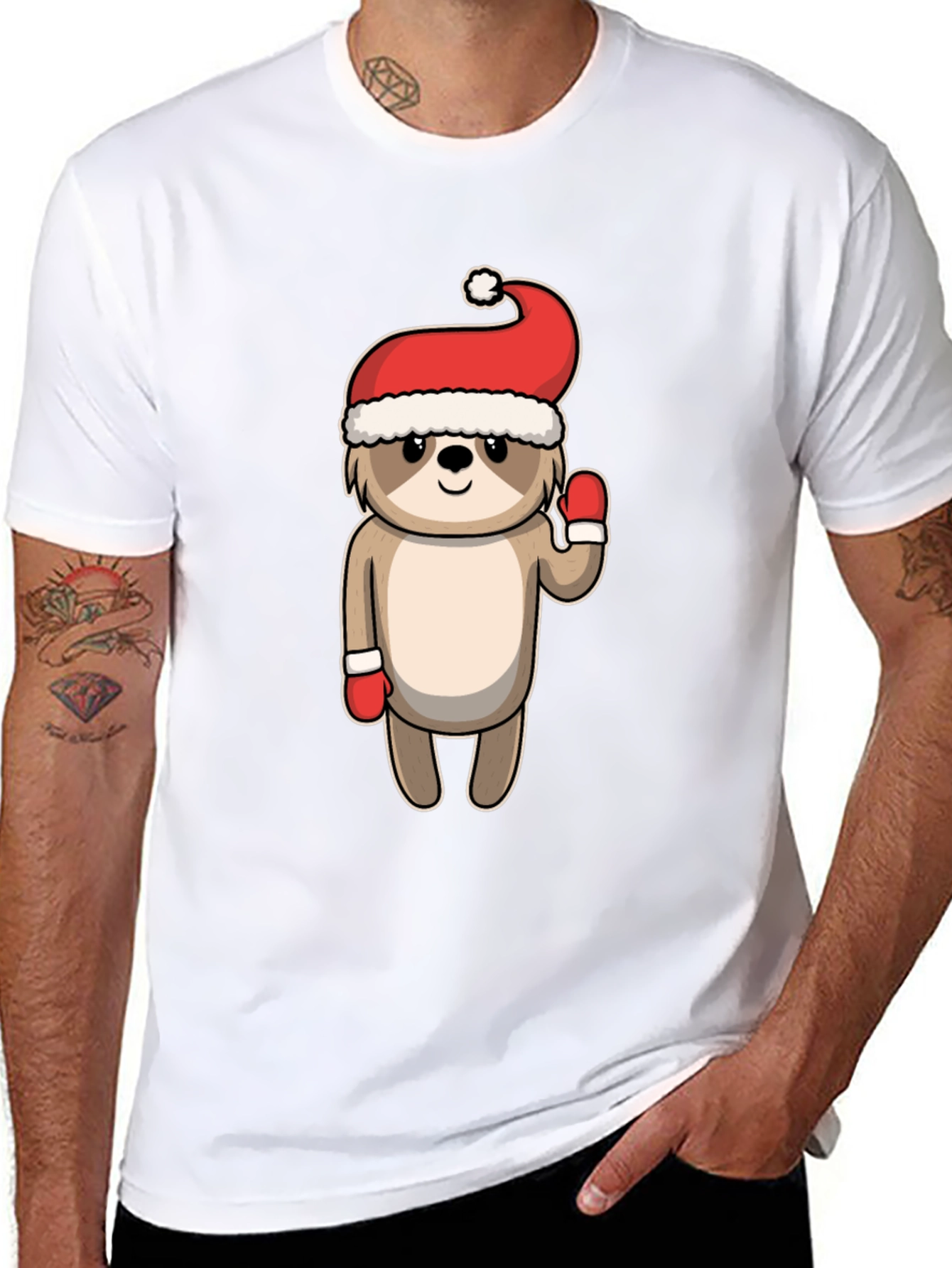 Black Festive Sloth Tee - Holiday Cheer view 8