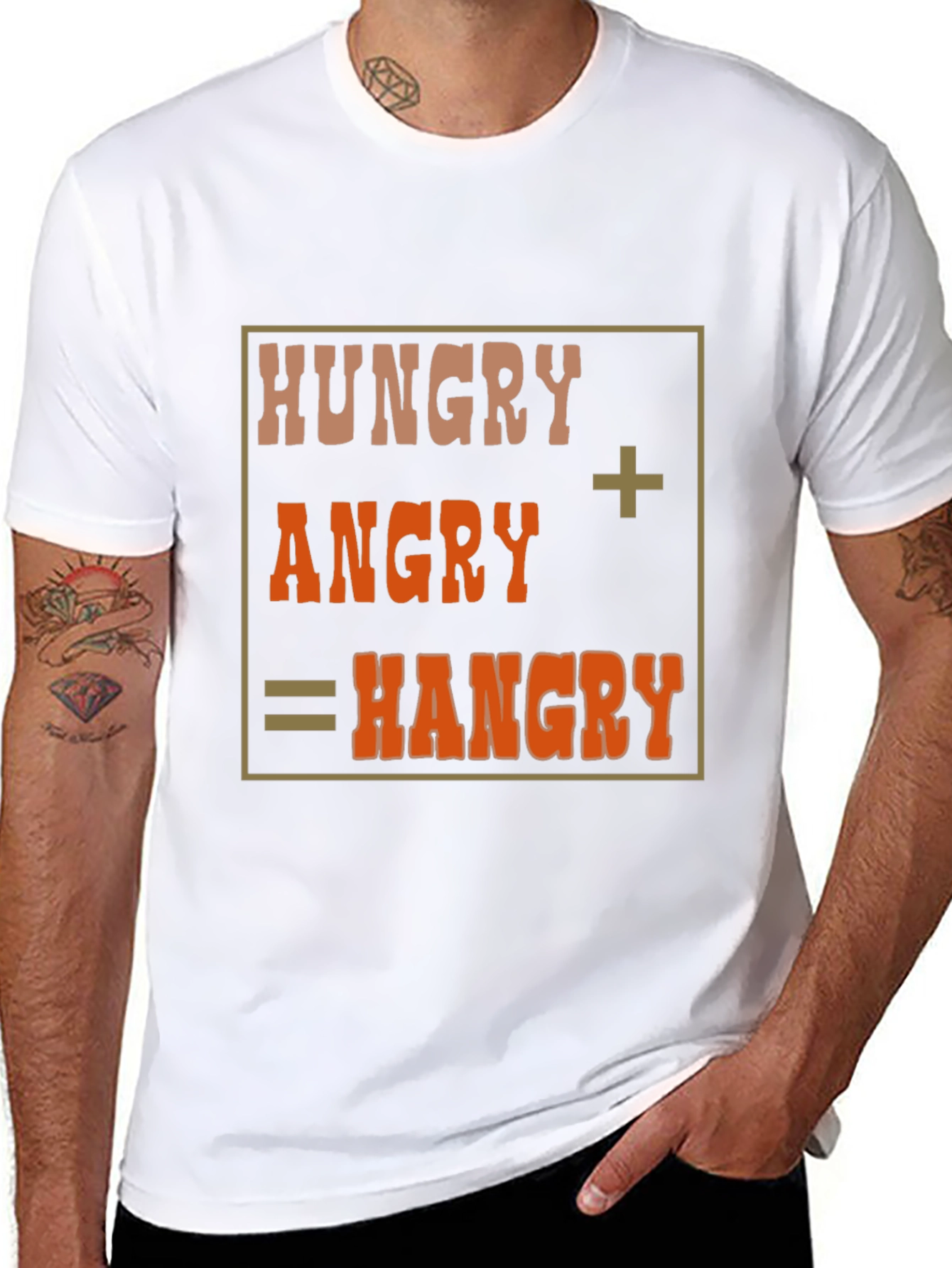 Black Hangry T-Shirt - Funny Hungry Angry Tee view 8