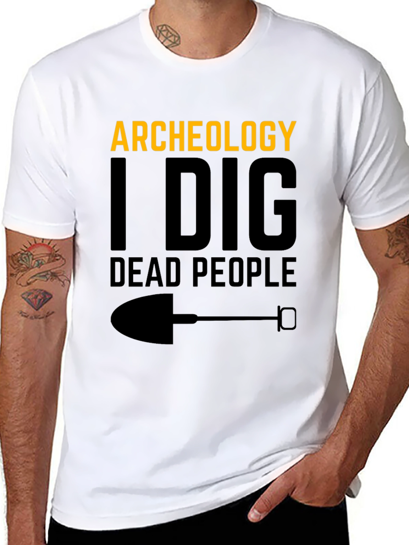 Black Archeology I Dig Dead People Black Graphic Tee view 8