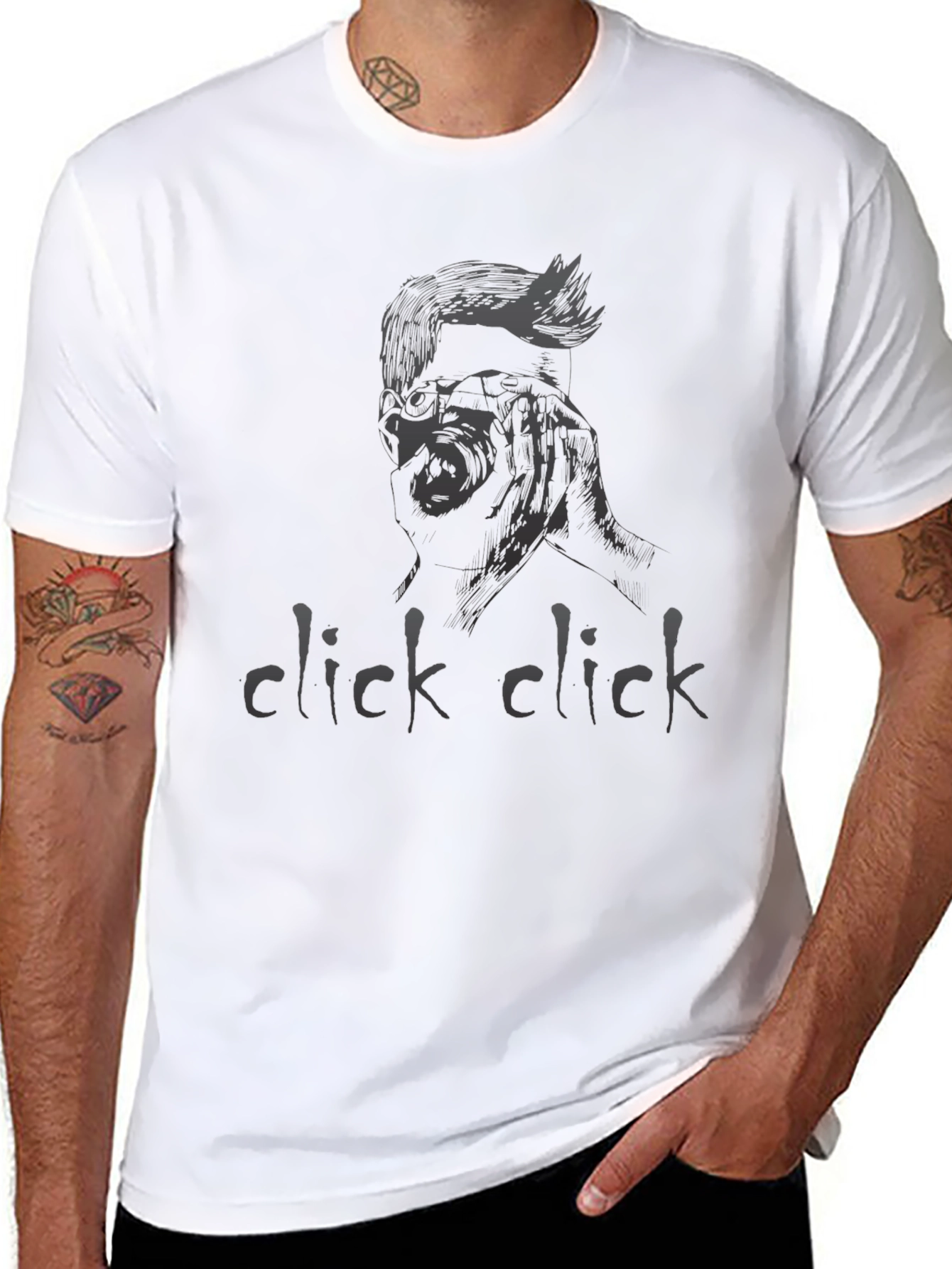 Black Click Click Graphic Tee - Edgy Style view 8