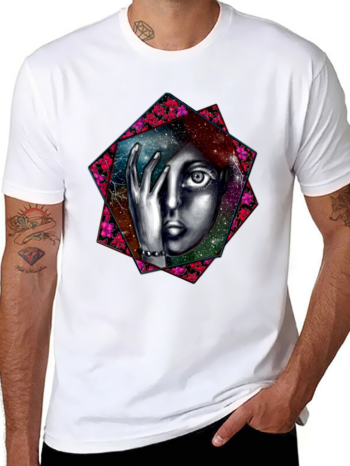 Black Cosmic Woman Graphic T-Shirt - Black view 8