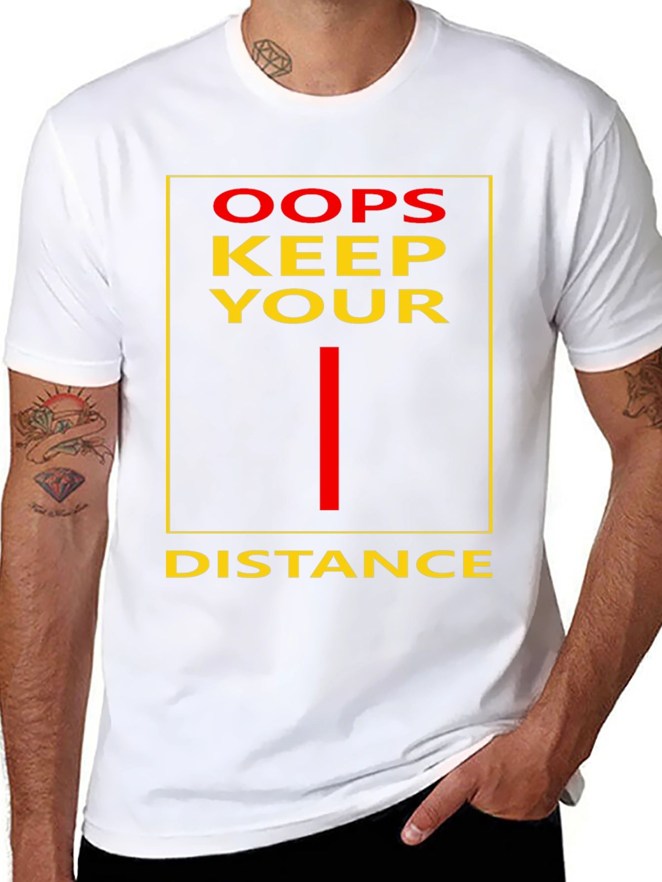 Black Oops Keep Your Distance Graphic Tee view 8