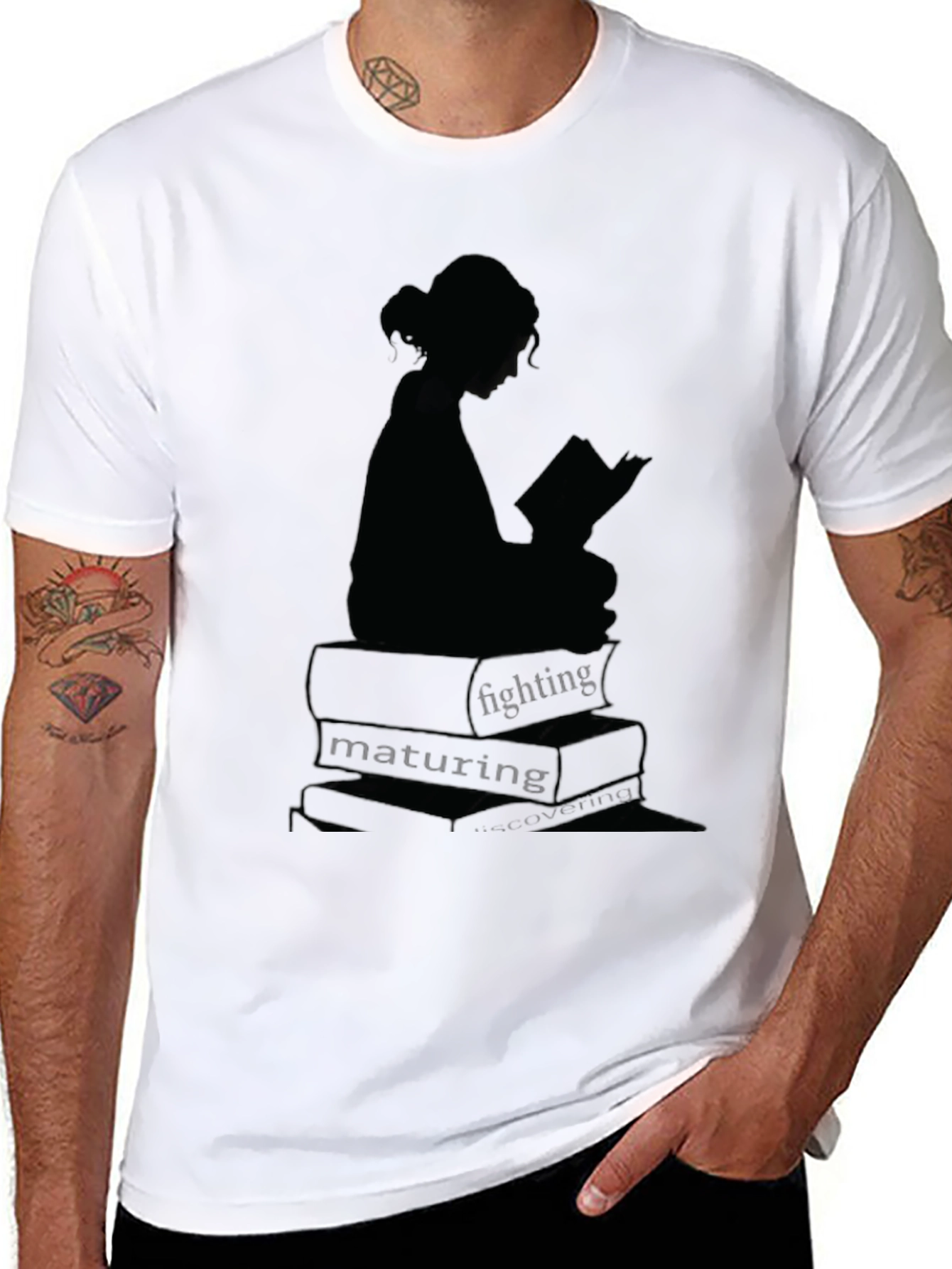 Black Bookworm Graphic Tee - Read, Fight, Mature view 8