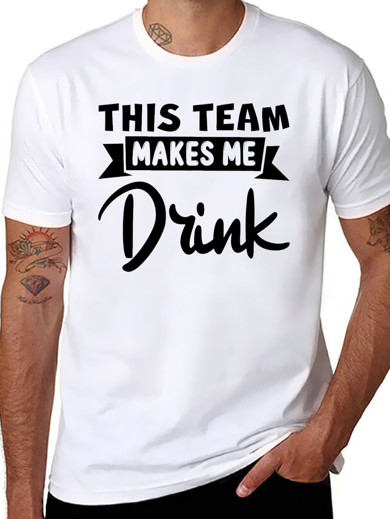 Black Funny "This Team Makes Me Drink" Graphic T-Shirt view 8