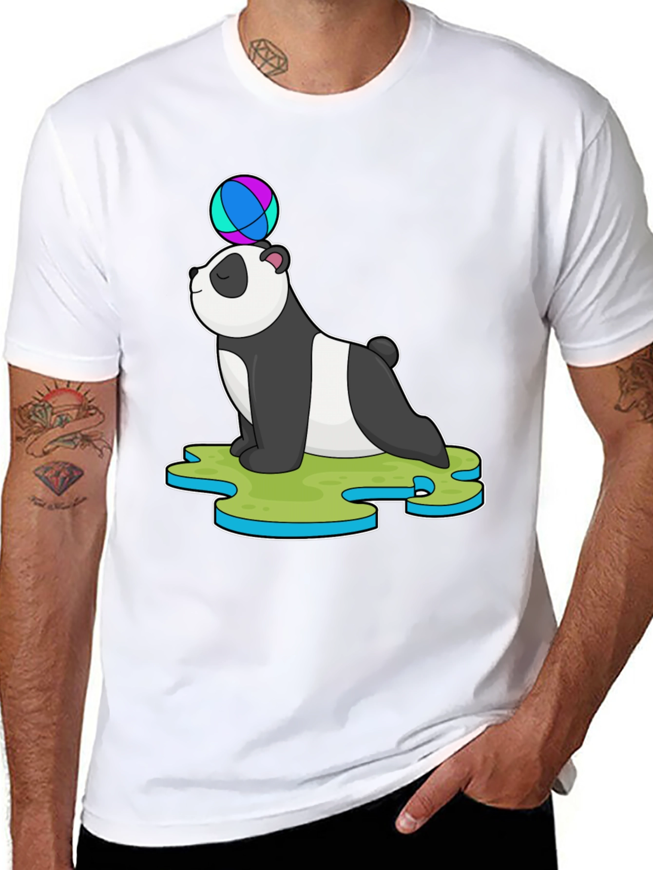 Black Panda Balancing Ball T-Shirt view 8