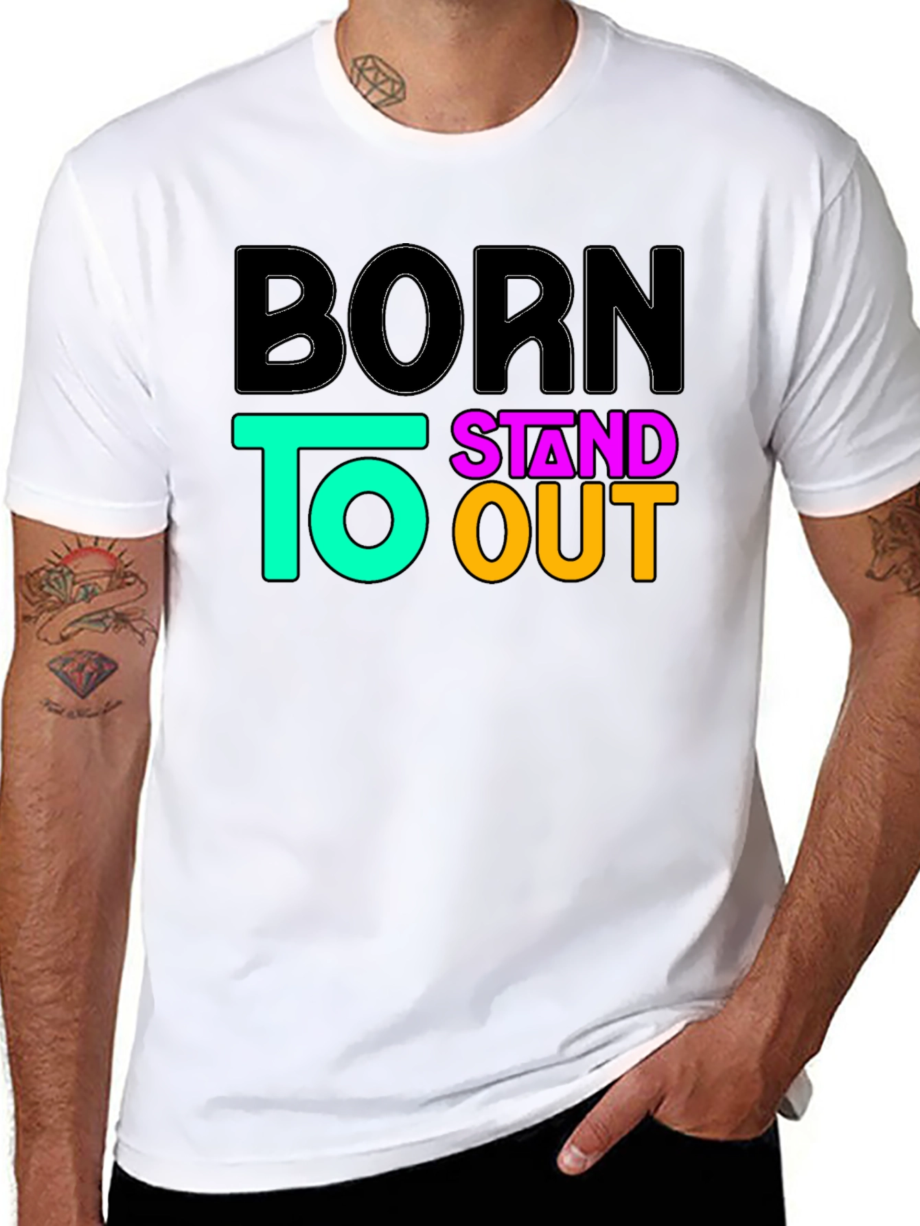 Black Born to Stand Out Graphic Tee - Black view 8
