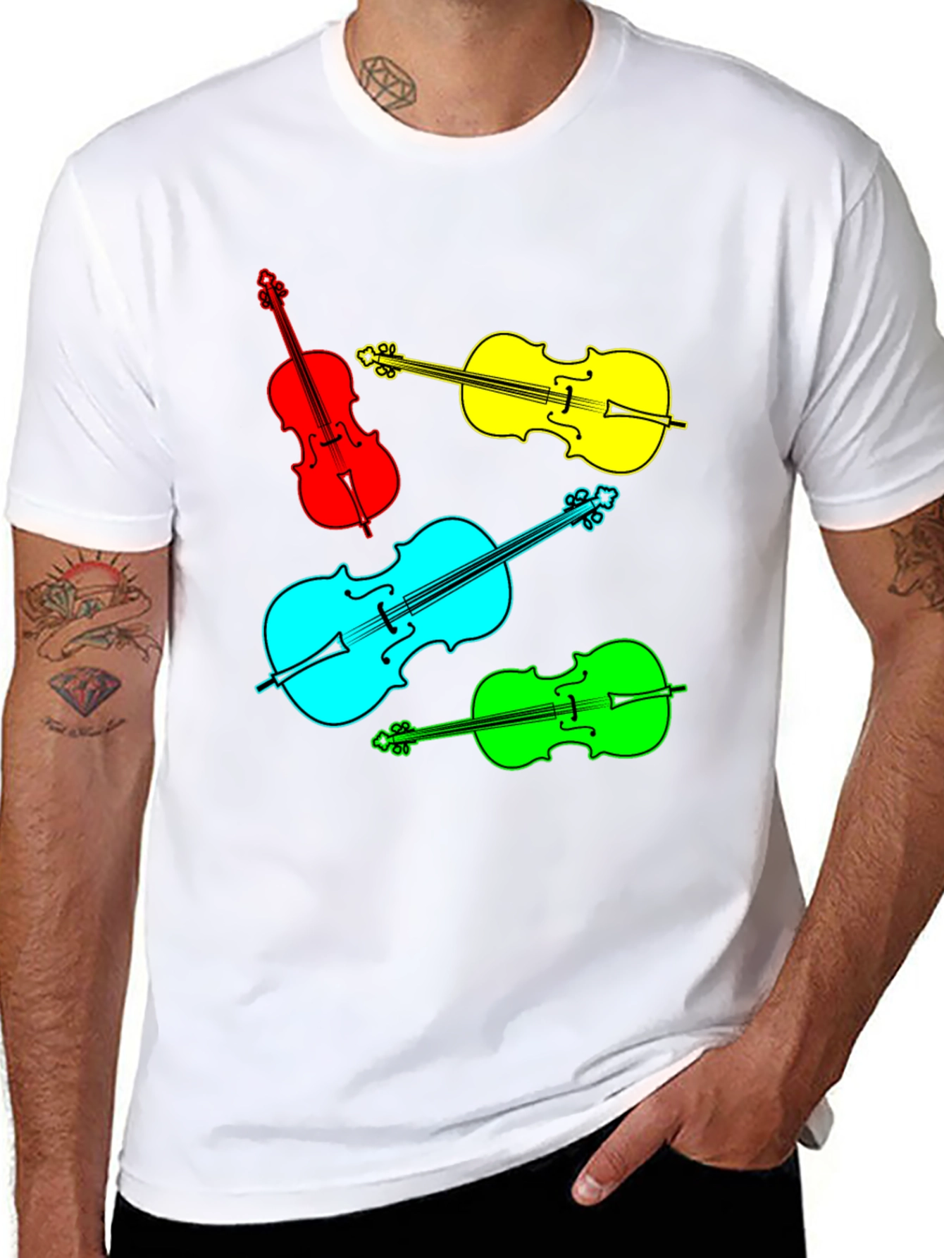 Black Vibrant Violin Graphic Tee - Musical Statement view 8