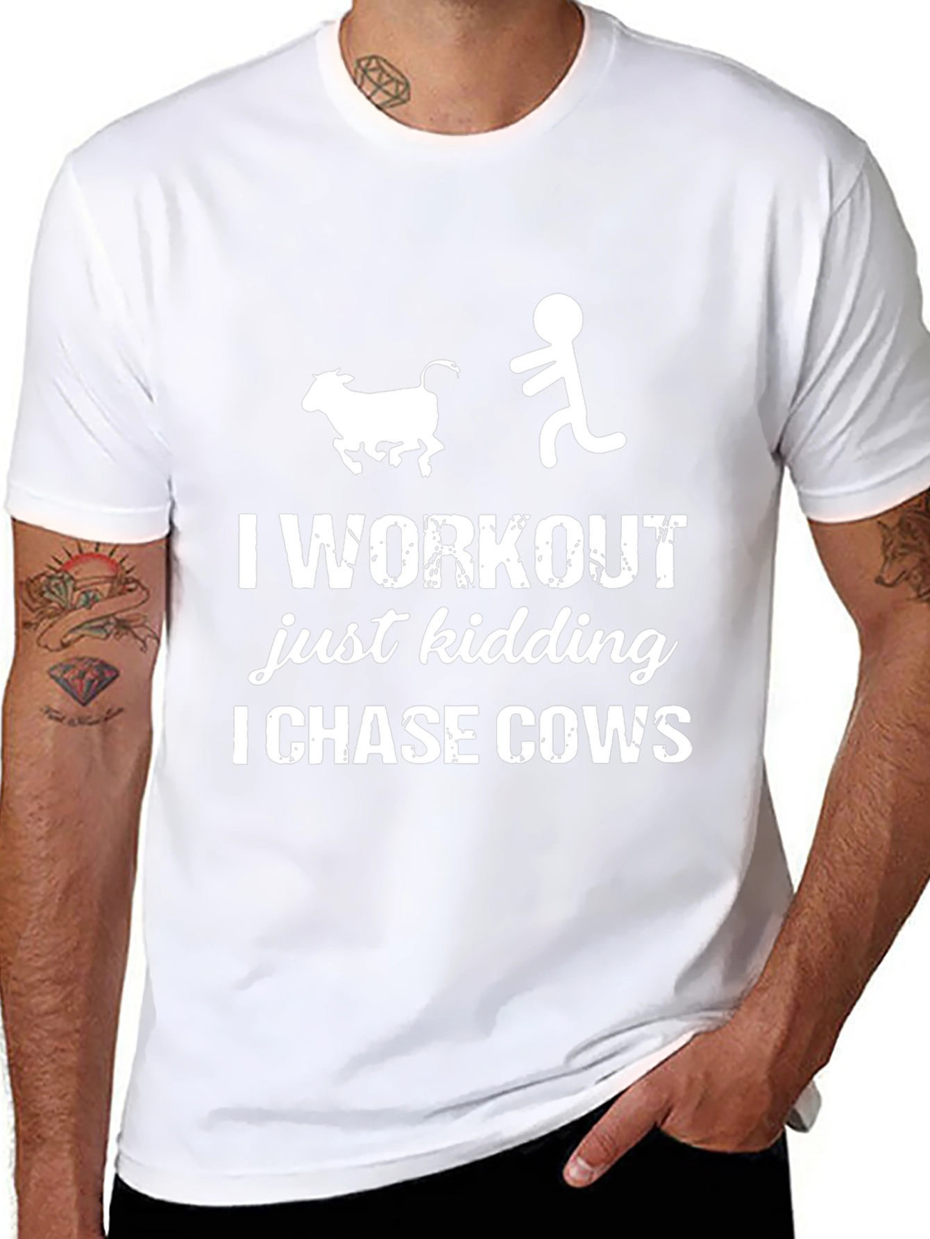 Black I Chase Cows T-Shirt - Funny Workout Tee view 8