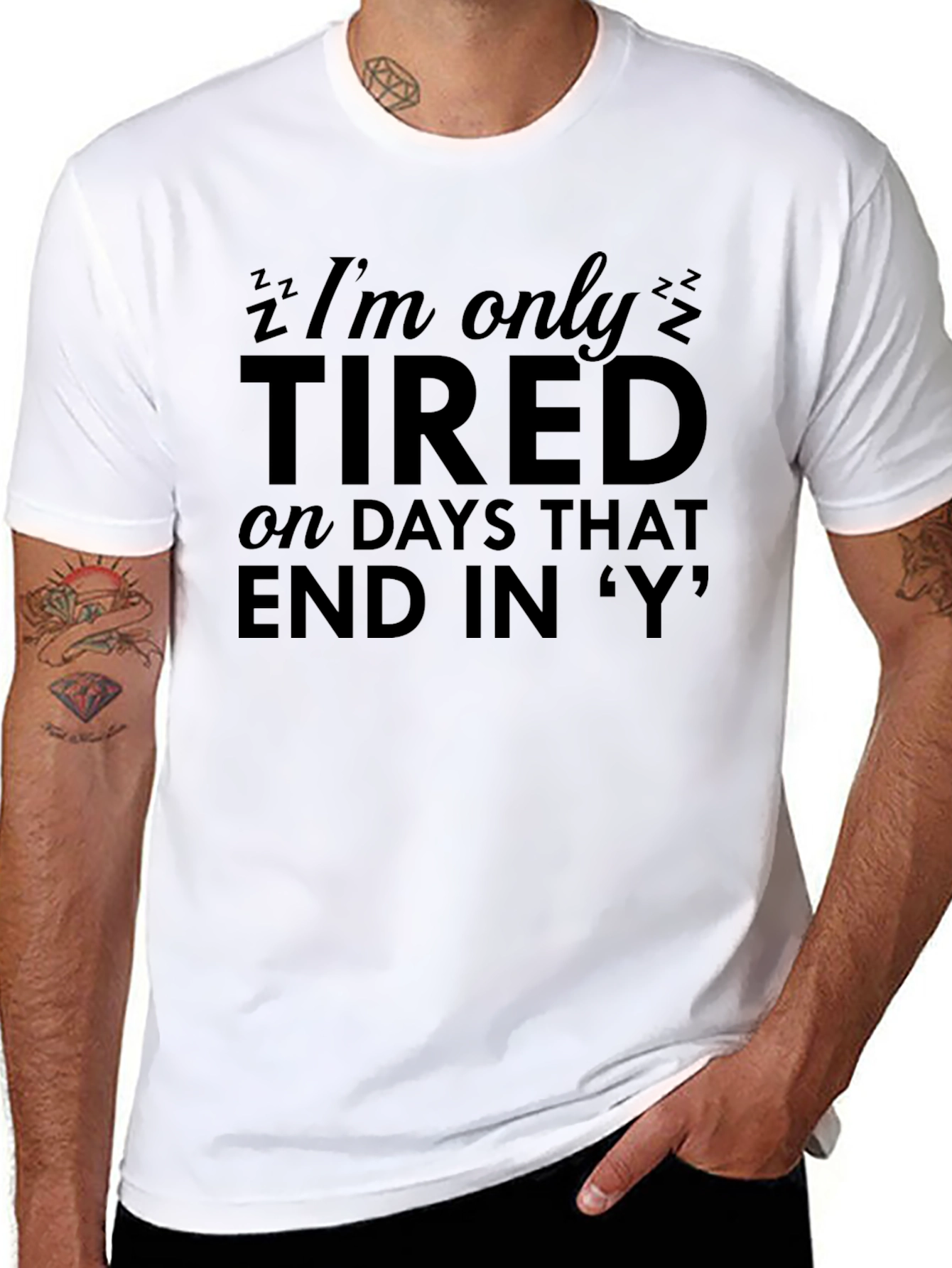 Black Funny Tired T-Shirt - Days That End in 'Y' view 8