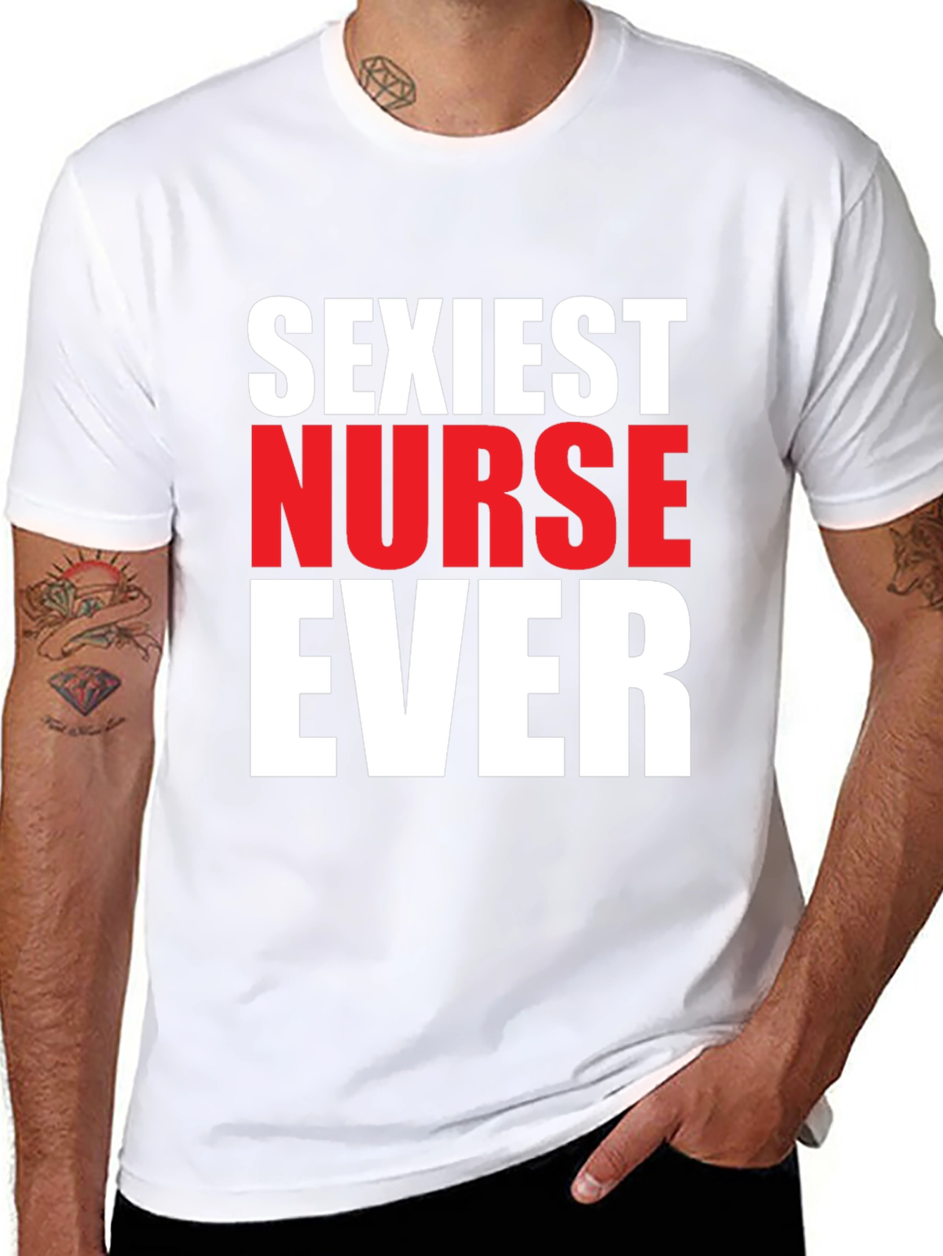 Black Sexiest Nurse Ever Graphic Tee - Black Cotton view 8