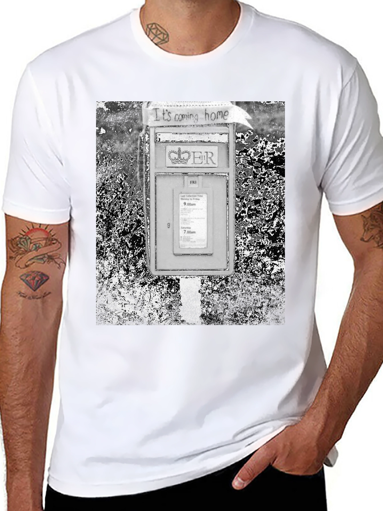 Black Retro British Mailbox T-Shirt view 8