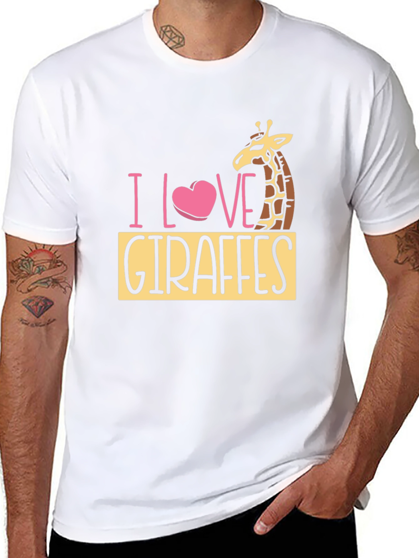 Black I Love Giraffes Black T-Shirt - Animal Lover Tee view 8