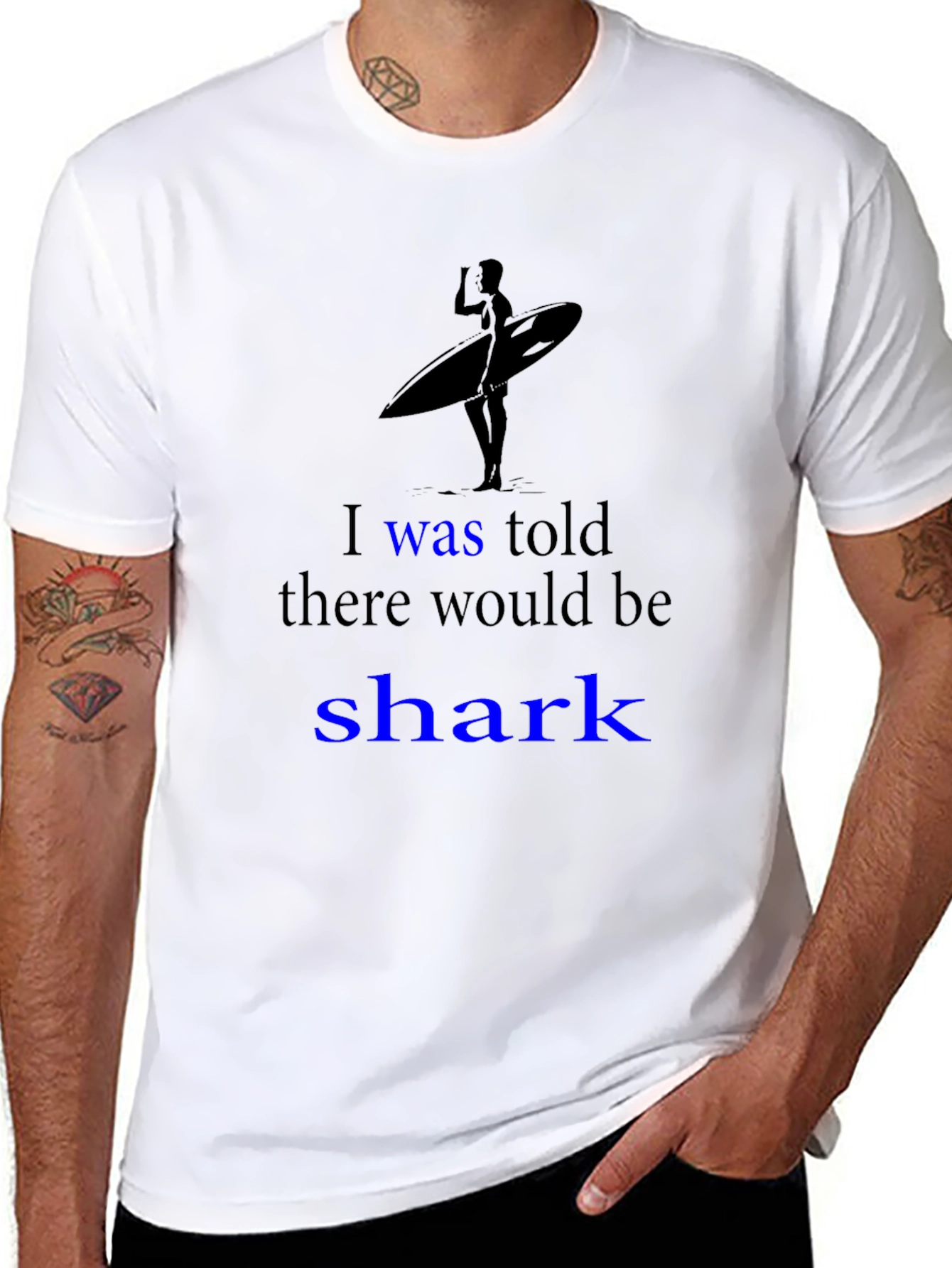 Black Shark Humor Graphic Tee - Surfer Design view 8