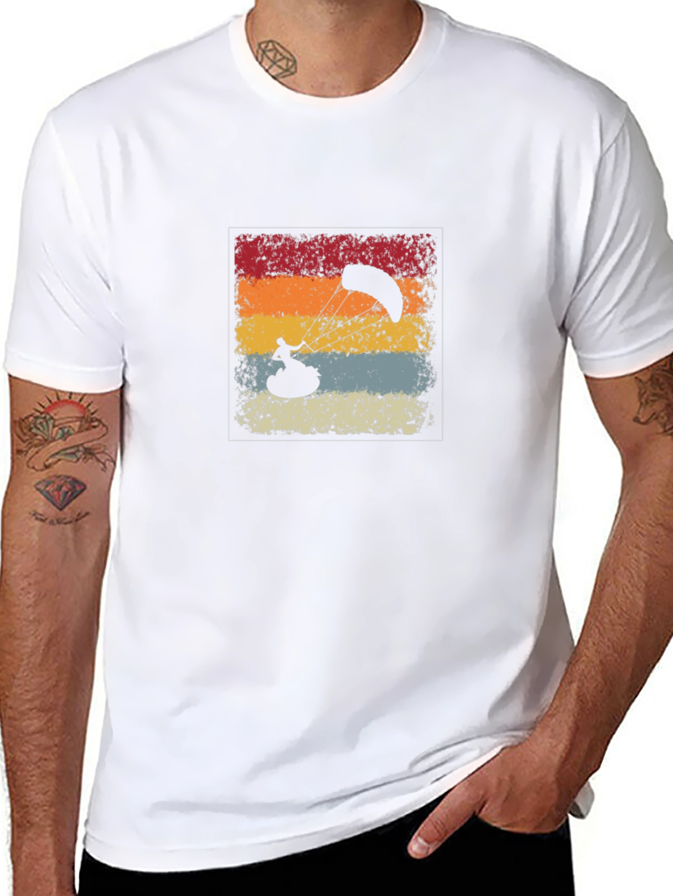 Black Retro Kite Surfing T-Shirt: Vintage Style Tee view 8