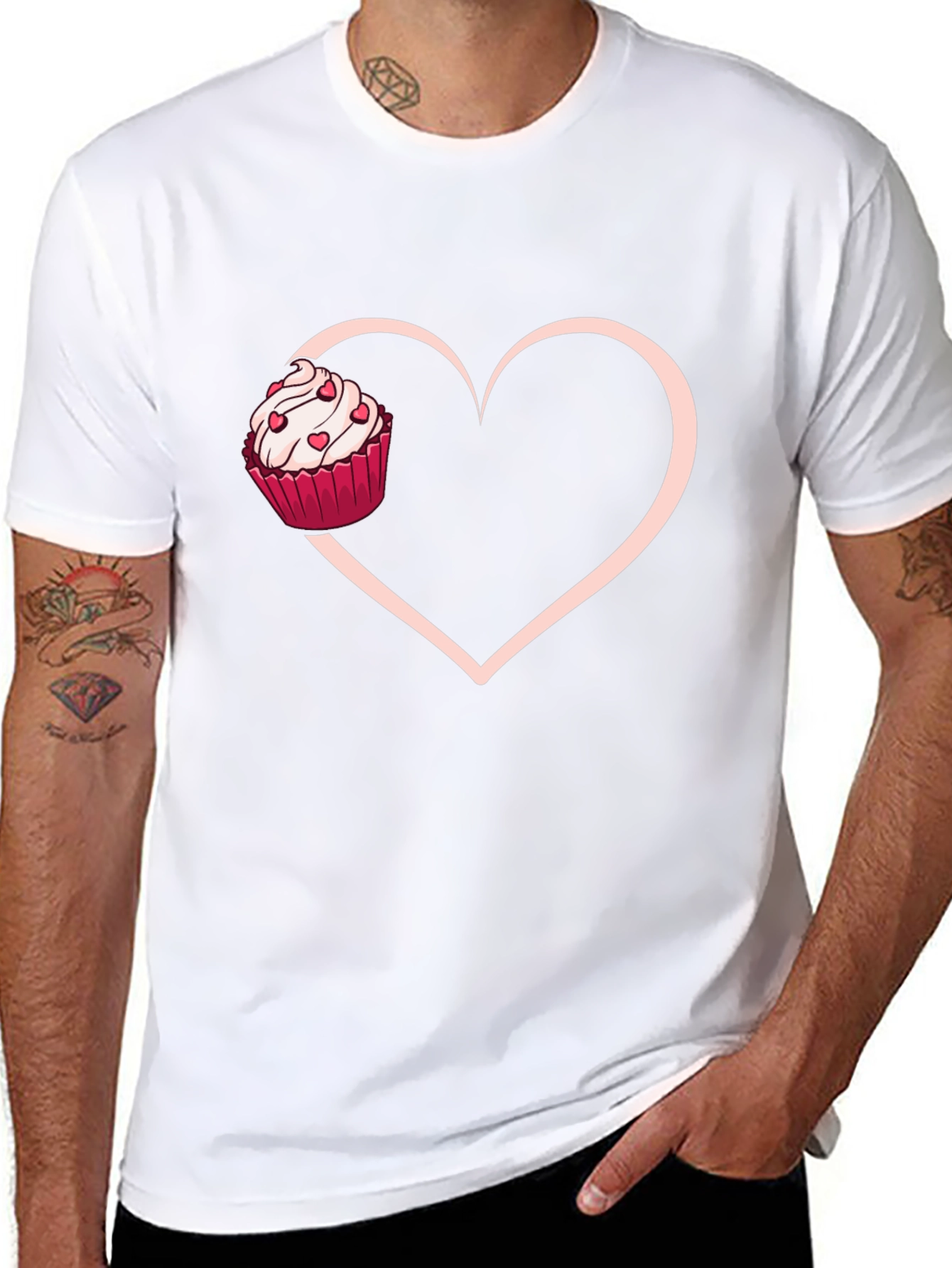 Black Cupcake Heart Graphic Tee - Sweet Love T-Shirt view 8