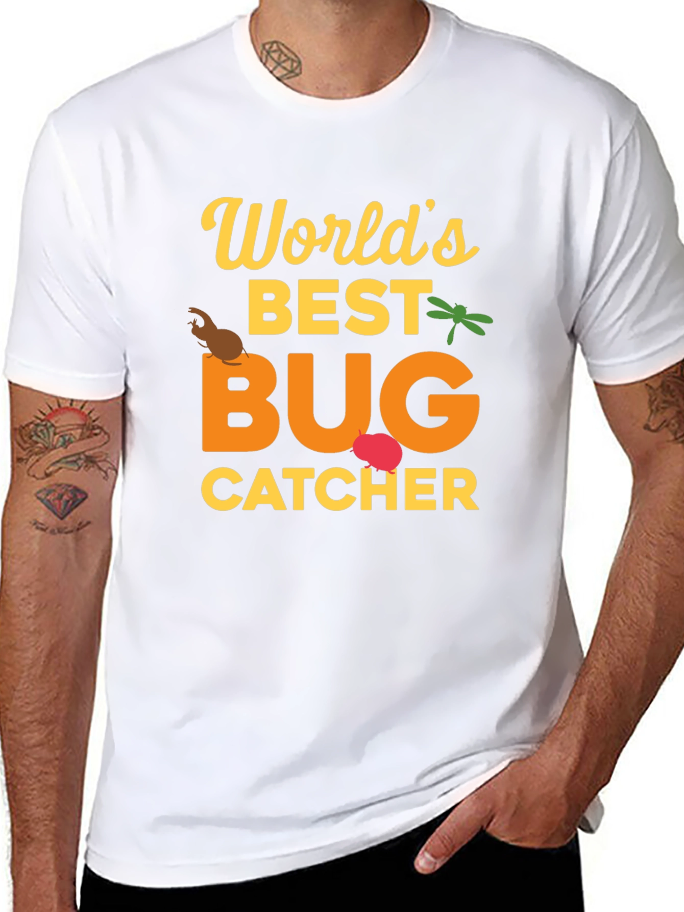 Black World's Best Bug Catcher Graphic T-Shirt view 8
