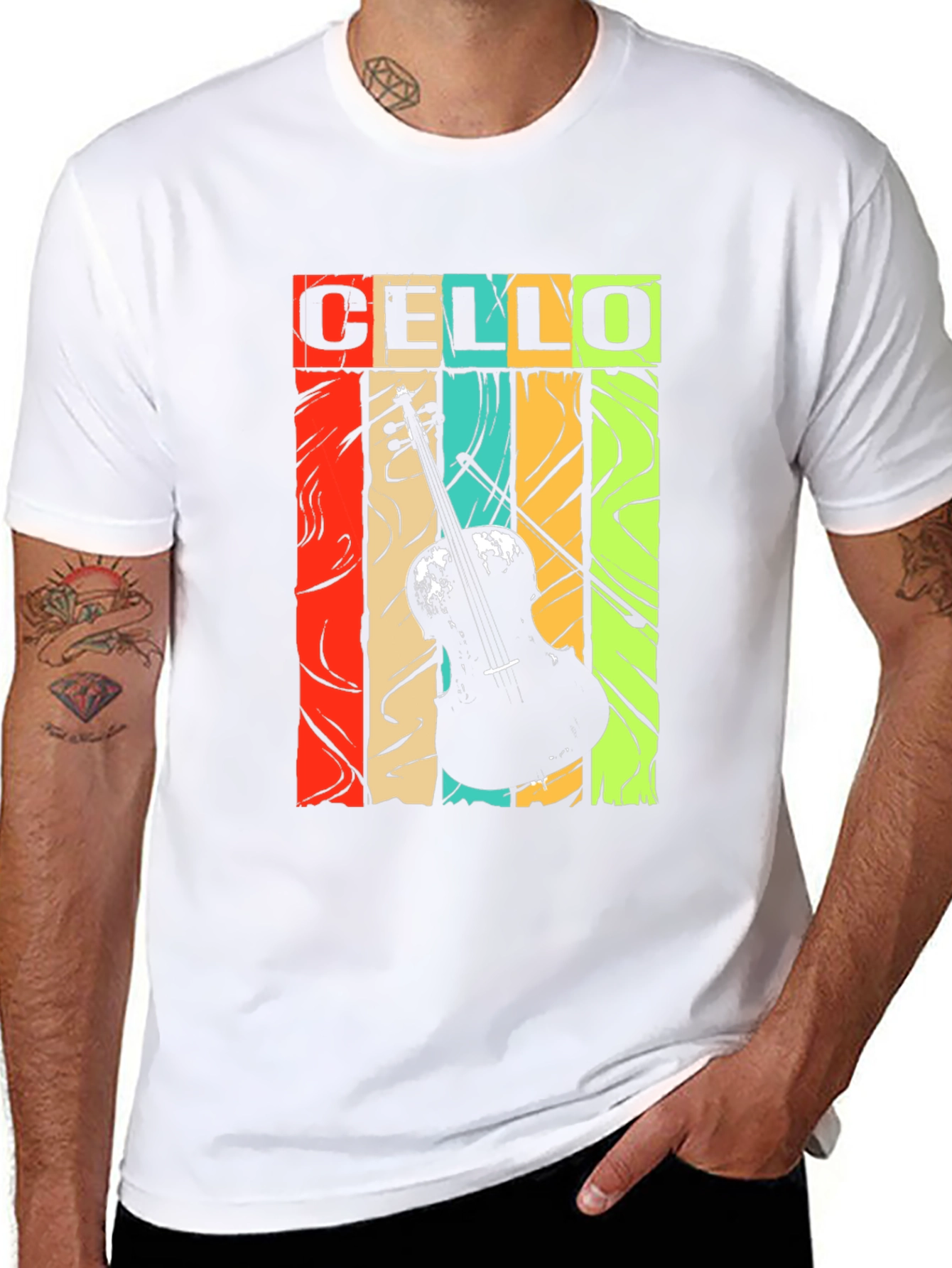Black Cello Music T-Shirt - Retro Vintage Style Design view 8