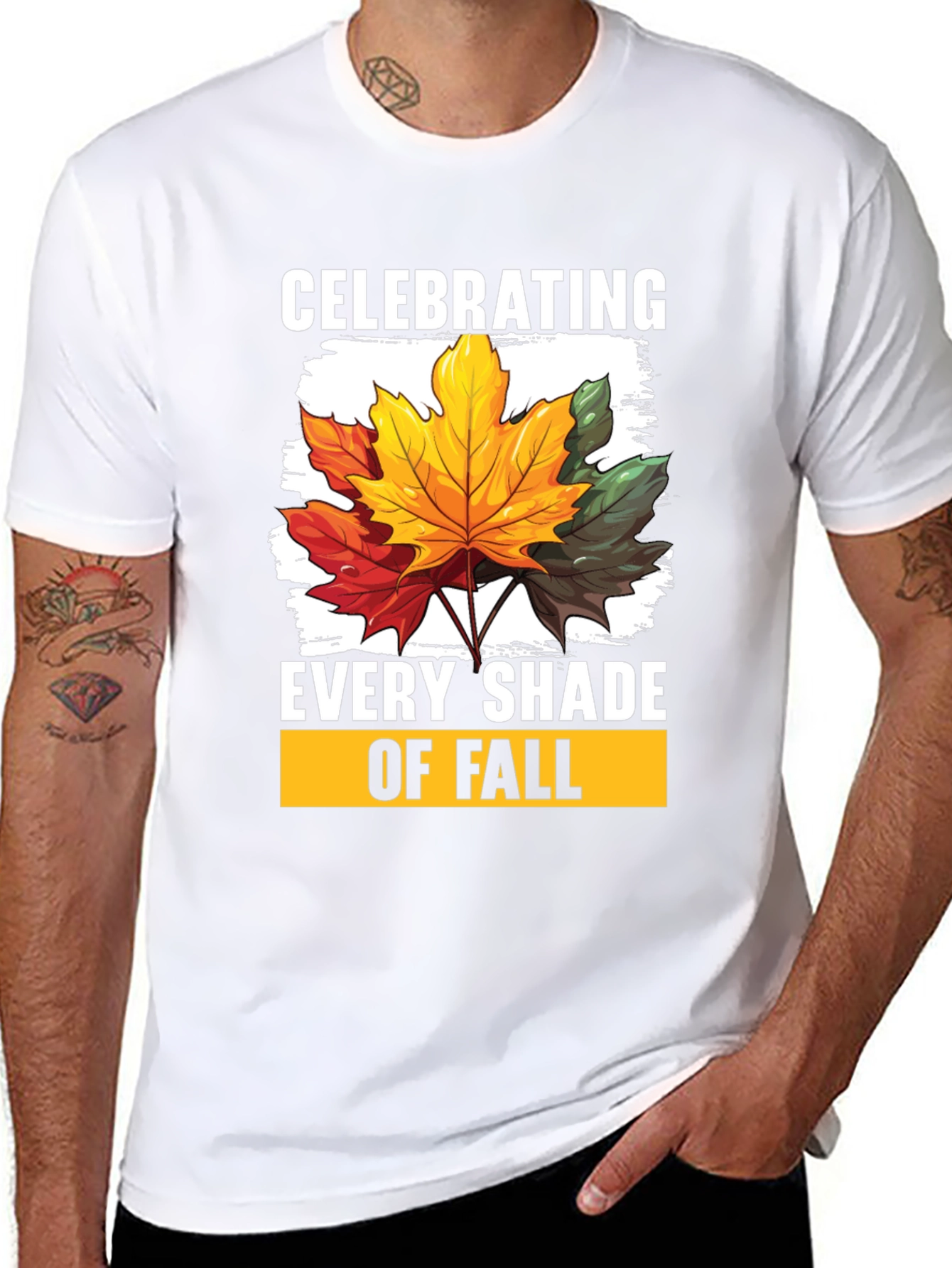 Black Fall Leaves T-Shirt - Celebrating Every Shade of Fall view 8