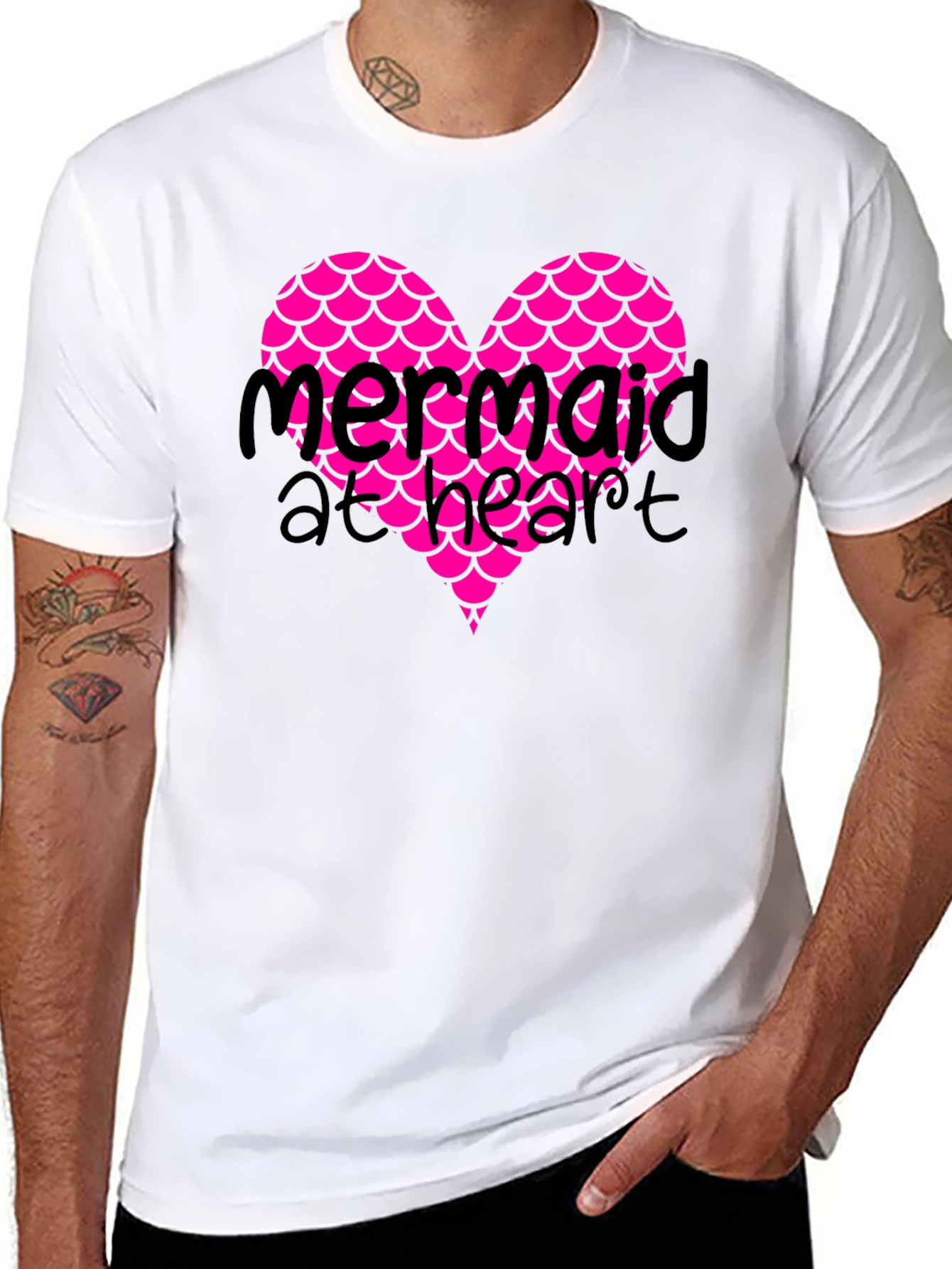 Black Mermaid at Heart Black Graphic T-Shirt view 8