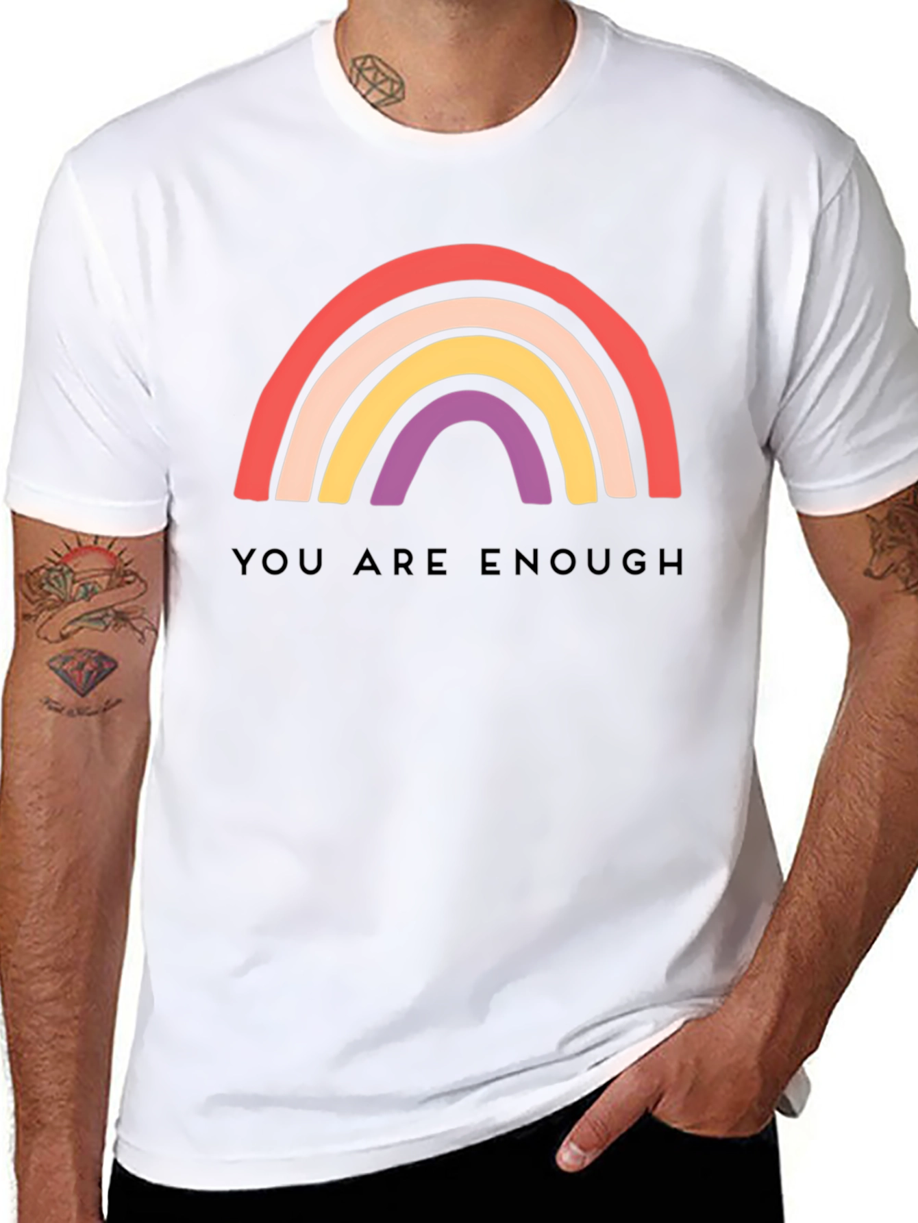 Black You Are Enough Rainbow Graphic Tee view 8
