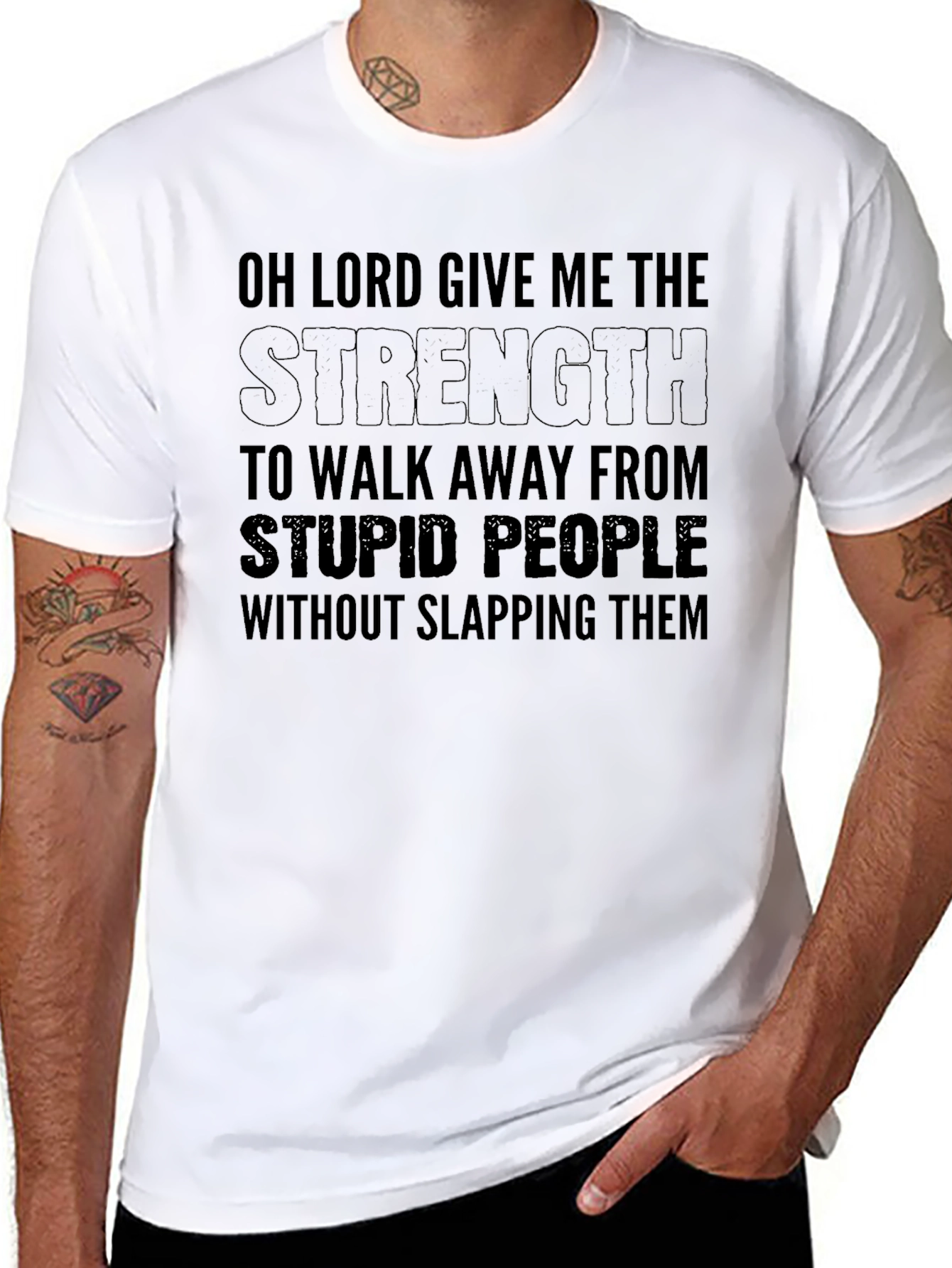 Black Funny Sarcastic T-Shirt - Oh Lord Give Me Strength view 8
