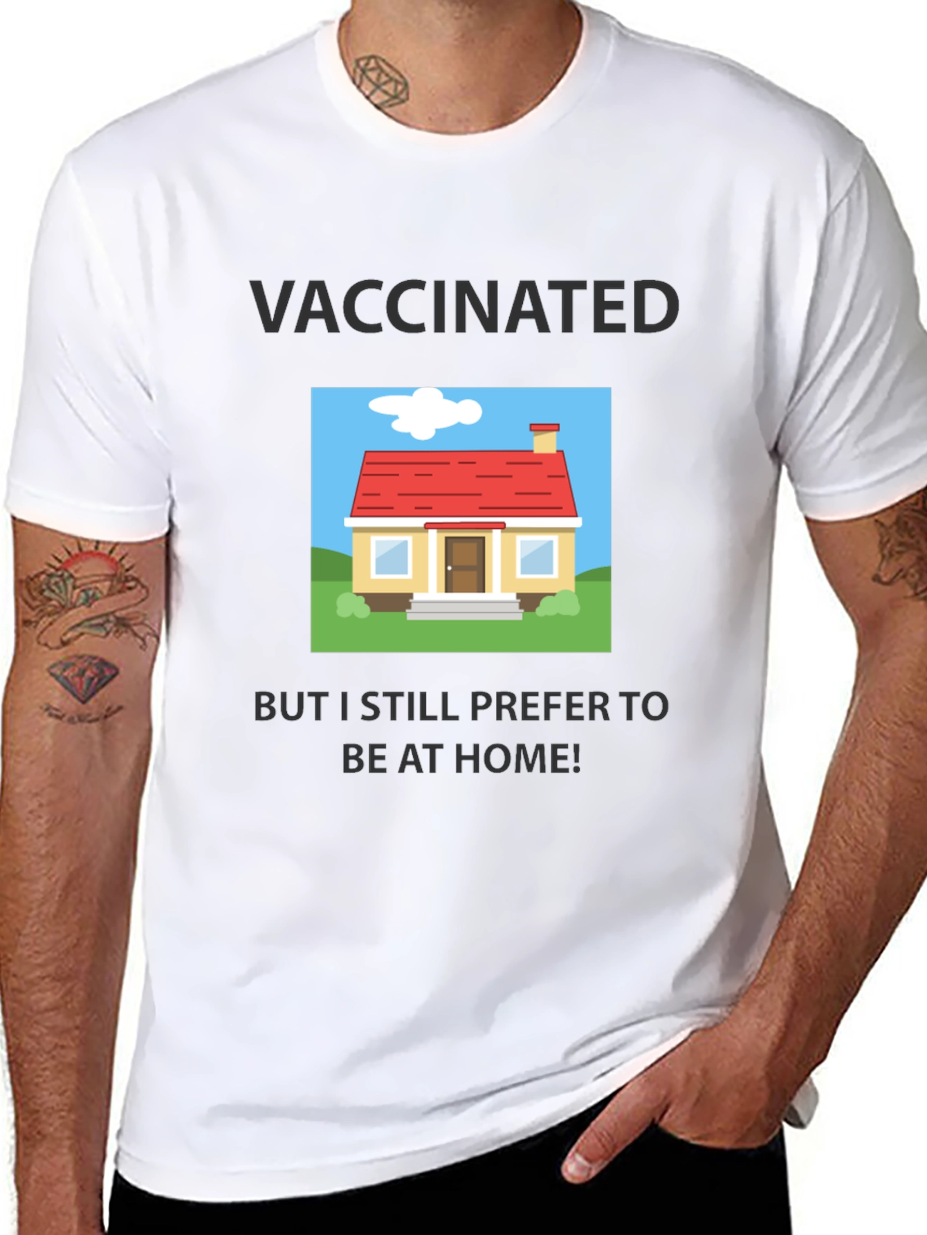 Black Vaccinated Stay-at-Home T-Shirt view 8