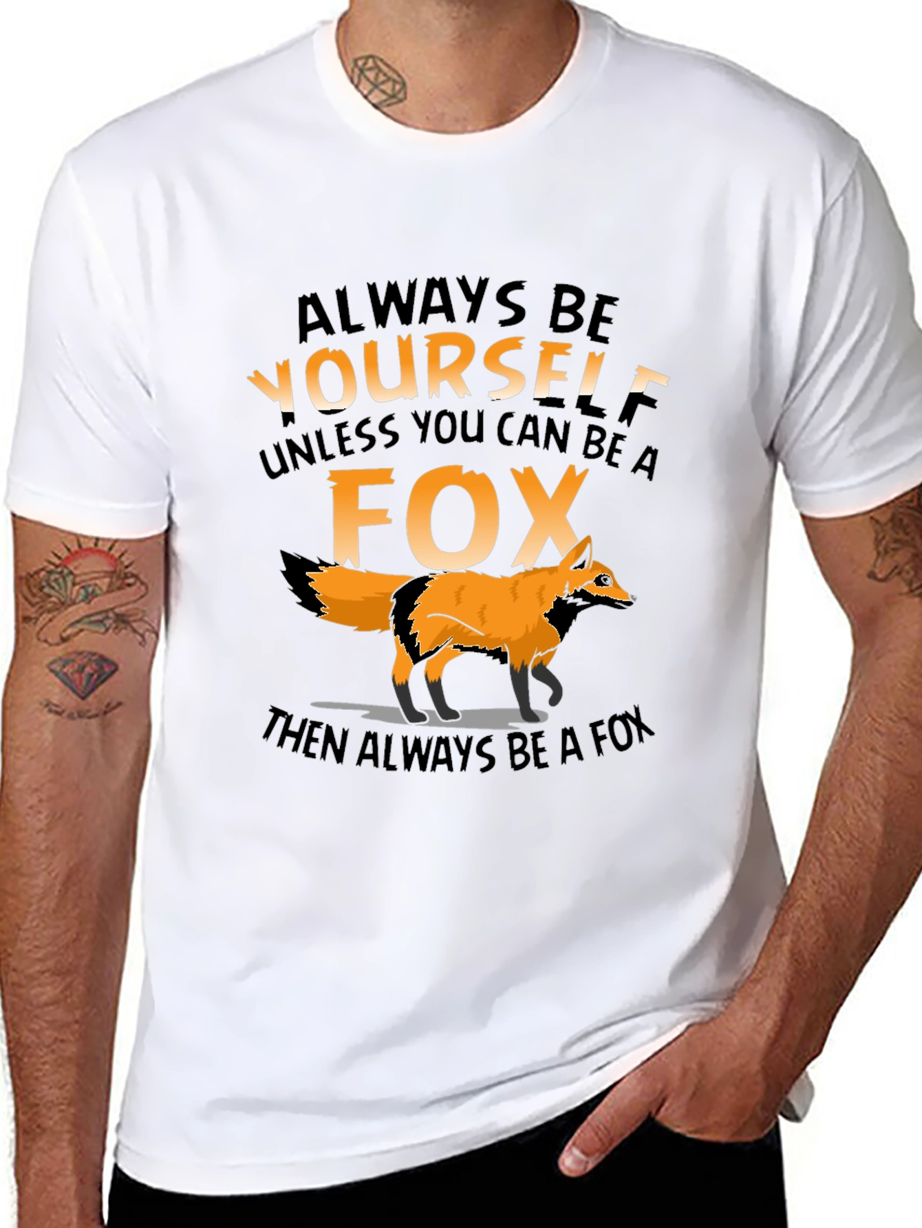 Black Always Be Yourself Fox Graphic Tee view 8