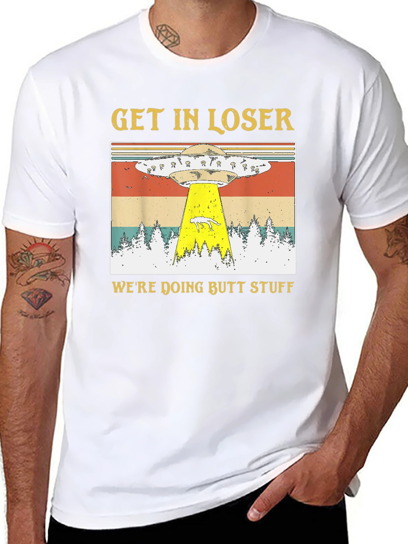 Black Get In Loser We're Doing Butt Stuff T-Shirt view 8