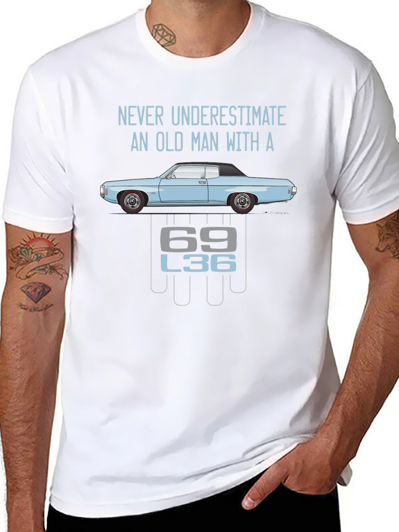 Black Old Man 69 L36 Car Graphic T-Shirt view 8