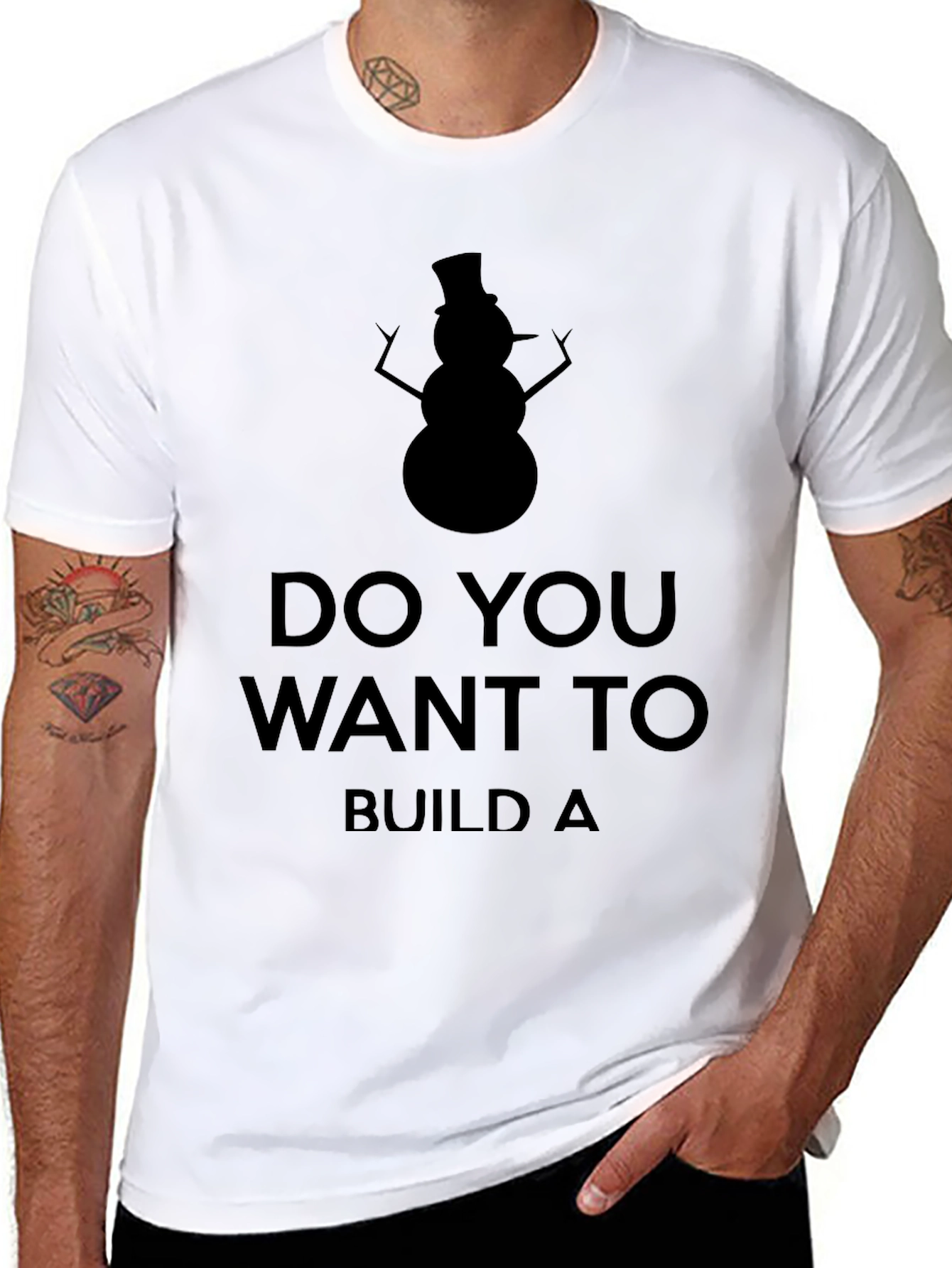 Black Snowman Build T-Shirt - Black view 8