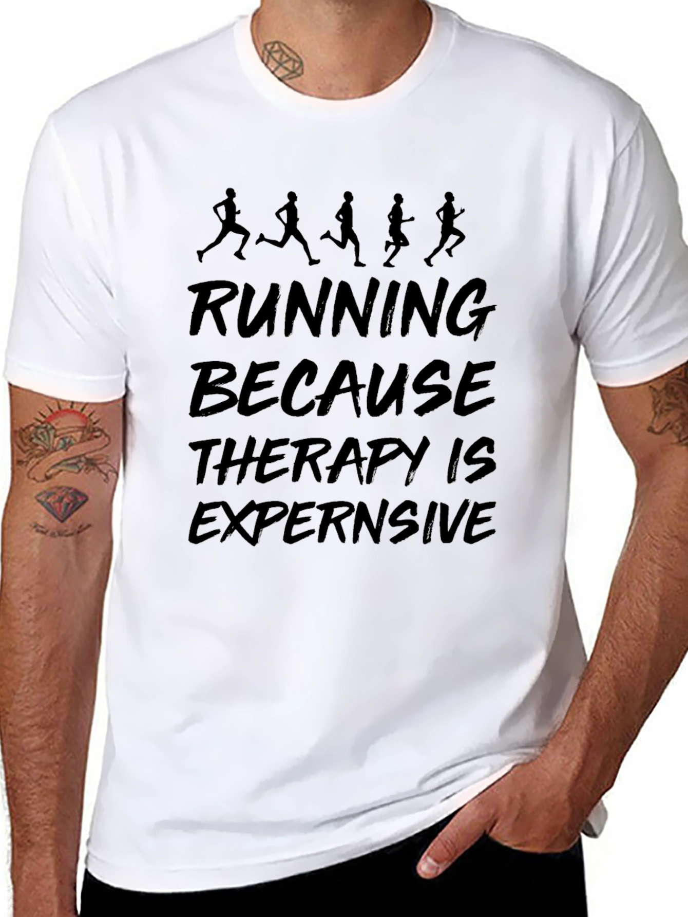 Black Running Therapy T-Shirt: Funny Exercise Tee view 8