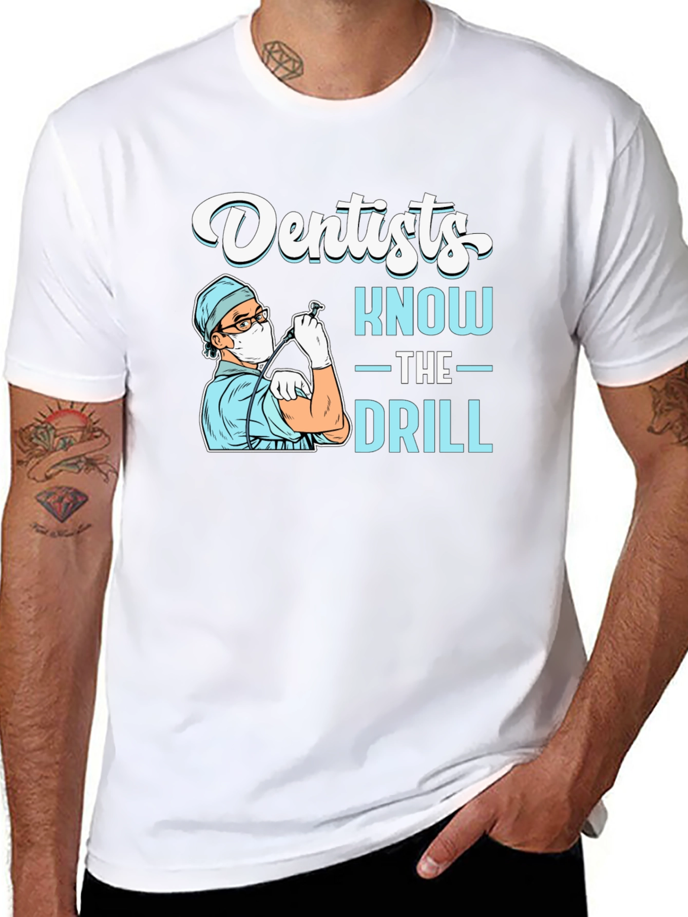 Black Dentist 'Know The Drill' Black T-Shirt view 8