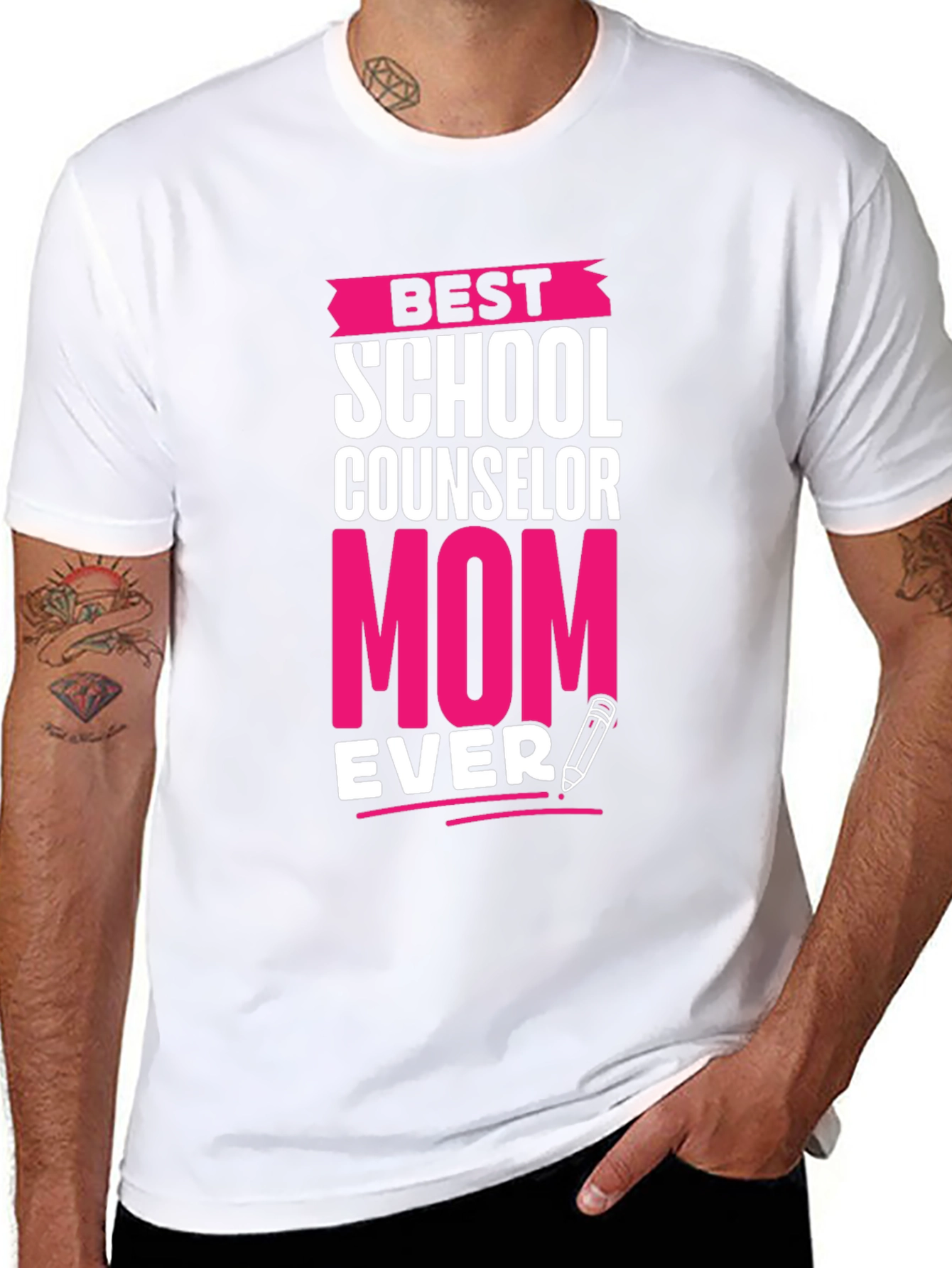 Black Best School Counselor Mom Ever T-Shirt view 8