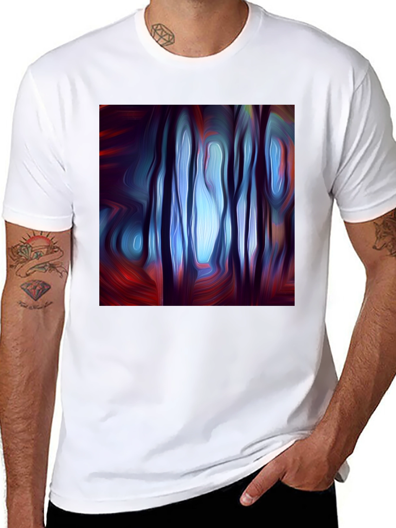 Black Abstract Forest Art T-Shirt view 8