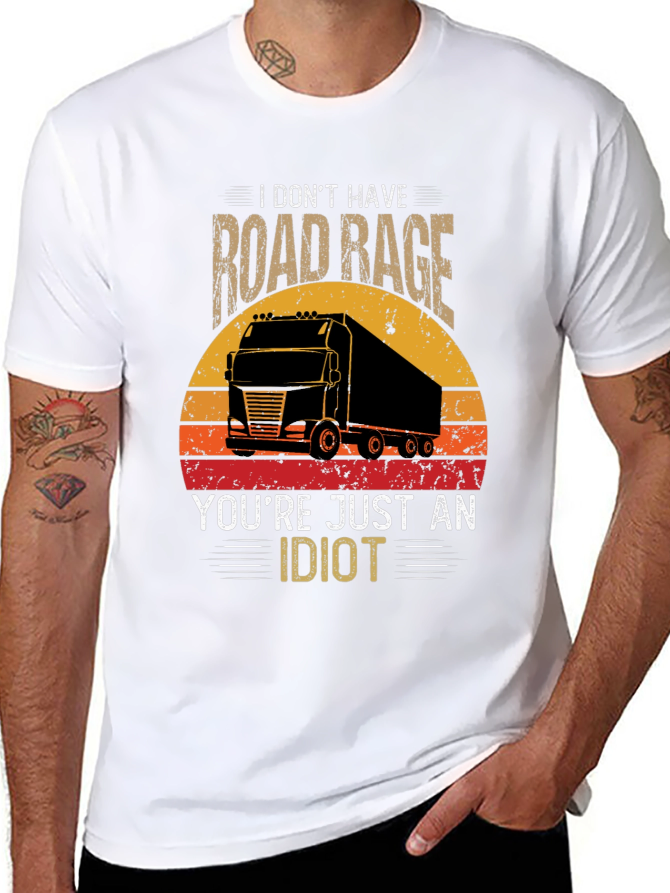 Black Road Rage Trucker T-Shirt - Funny Graphic Tee view 8